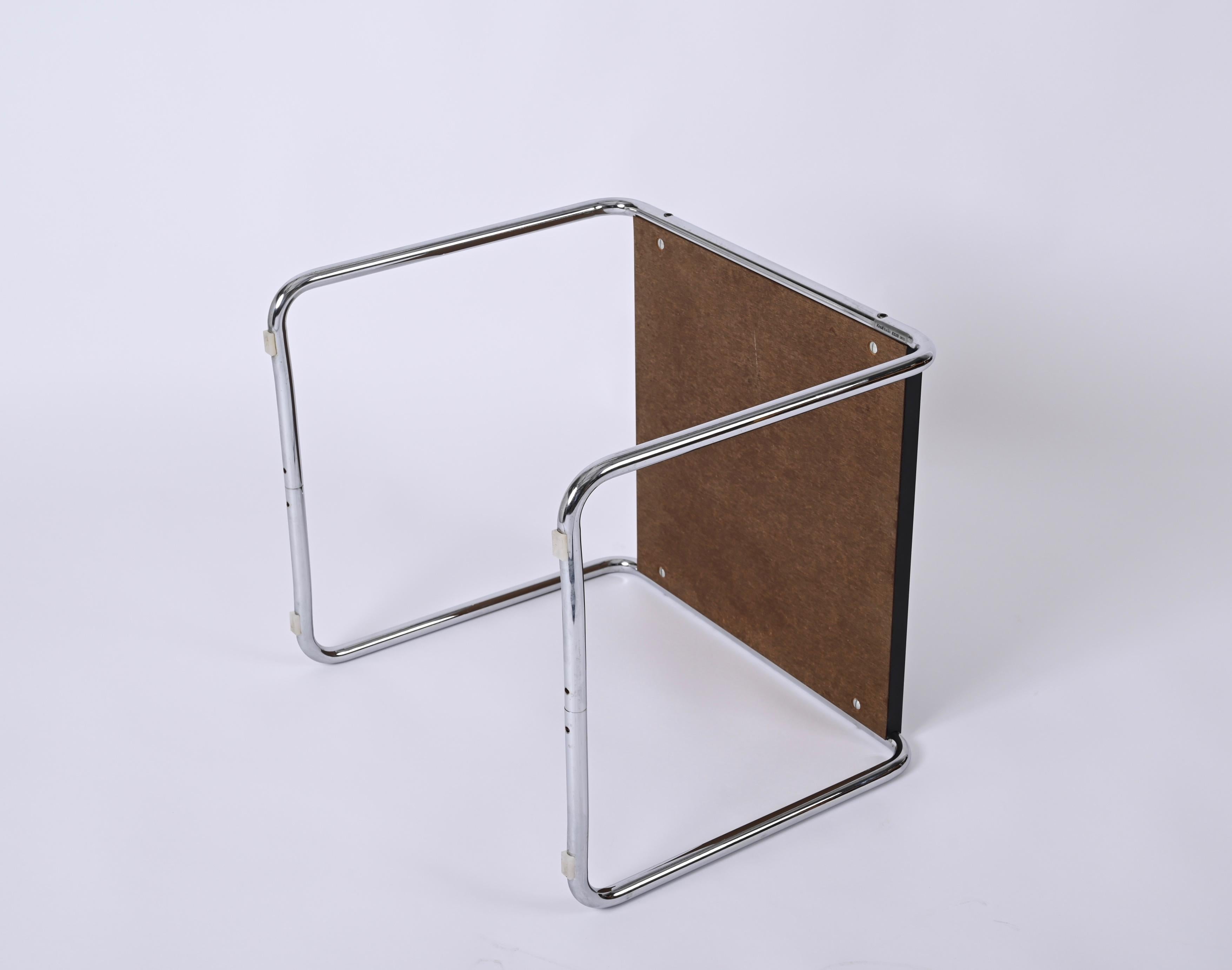 Signed Marcel Breuer for Knoll, Bauhaus Black 'Laccio'  Side Table, USA 1940s 3