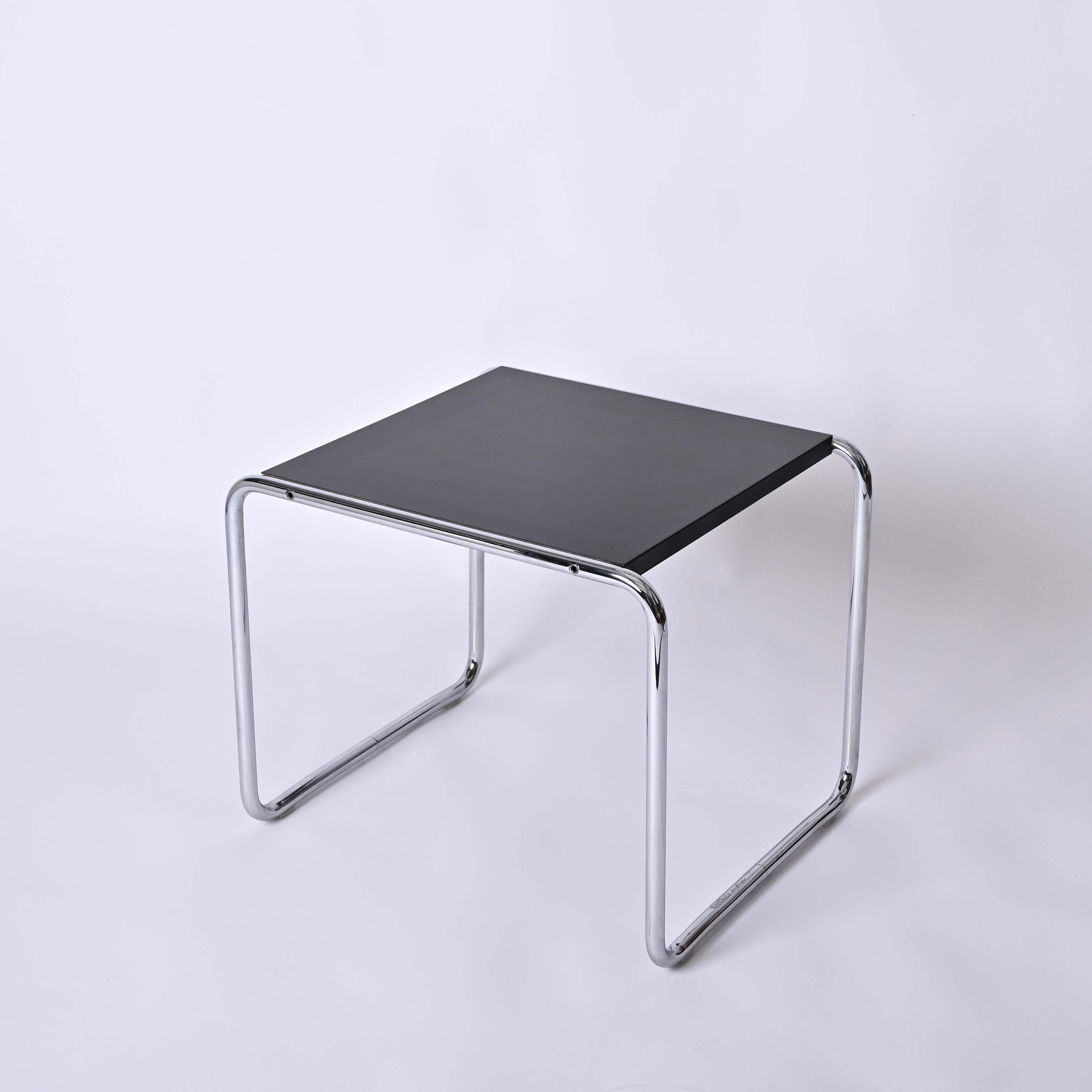 Signed Marcel Breuer for Knoll, Bauhaus Black 'Laccio'  Side Table, USA 1940s 5