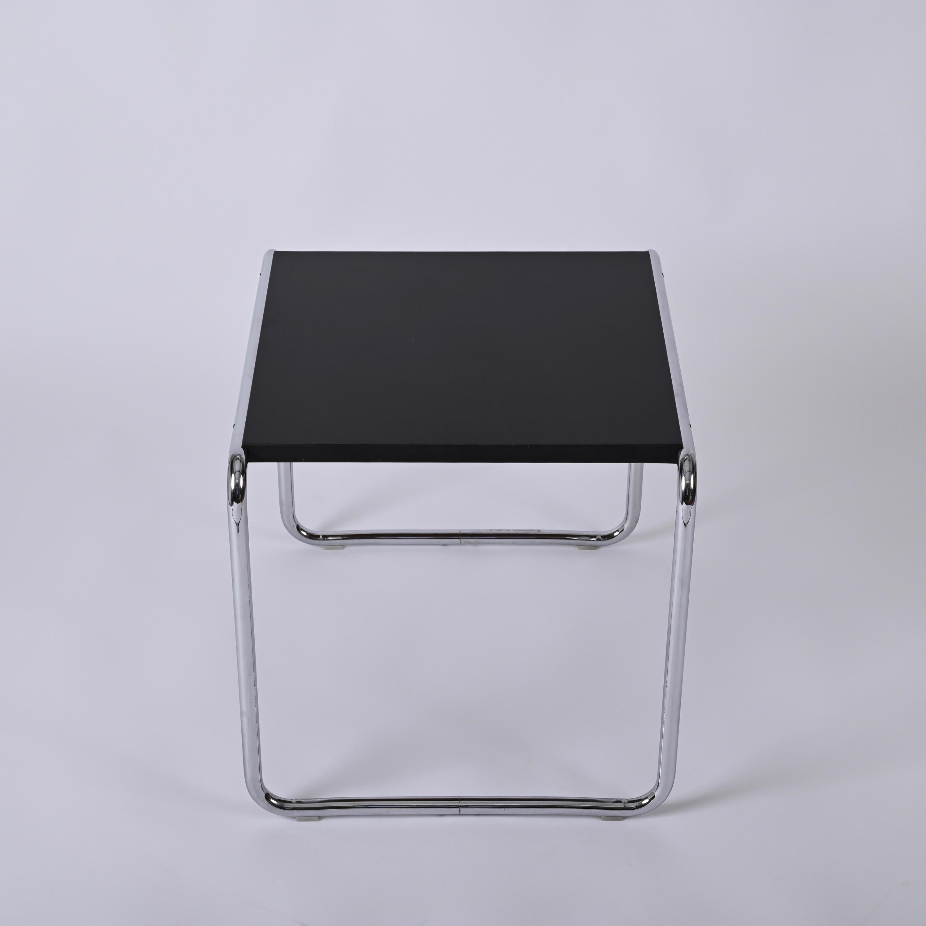 Signed Marcel Breuer for Knoll, Bauhaus Black 'Laccio'  Side Table, USA 1940s 6