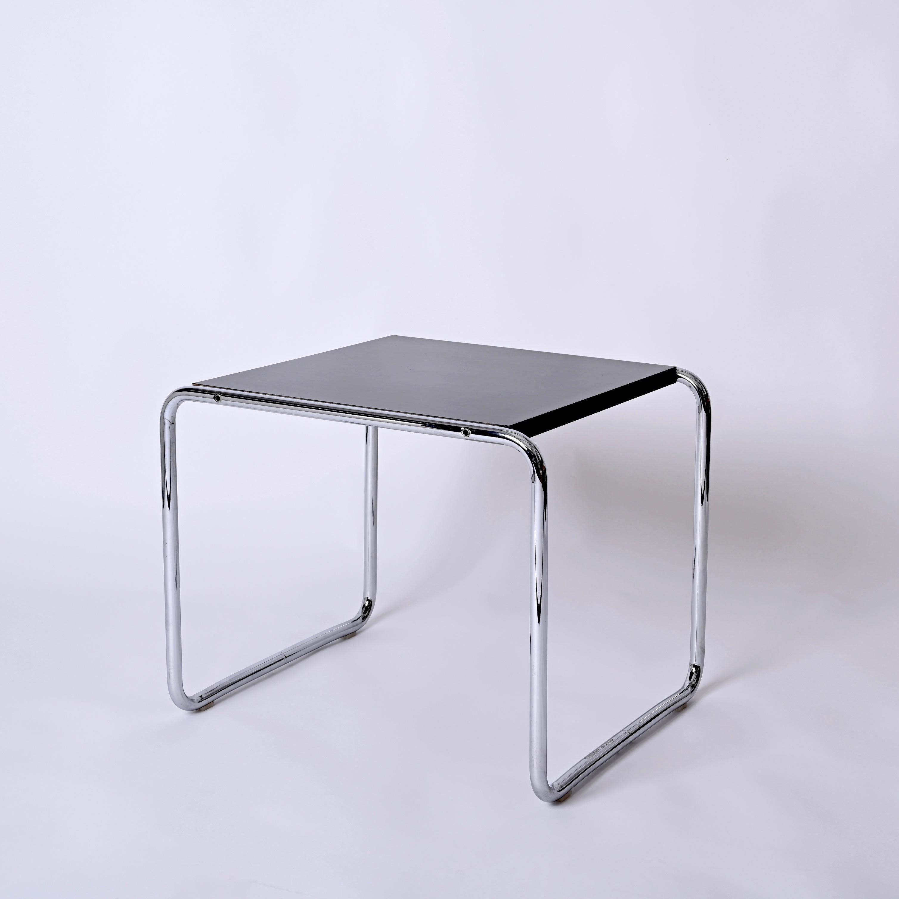 Signed Marcel Breuer for Knoll, Bauhaus Black 'Laccio'  Side Table, USA 1940s 7