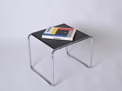 Signed Marcel Breuer for Knoll, Bauhaus Black 'Laccio'  Side Table, USA 1940s