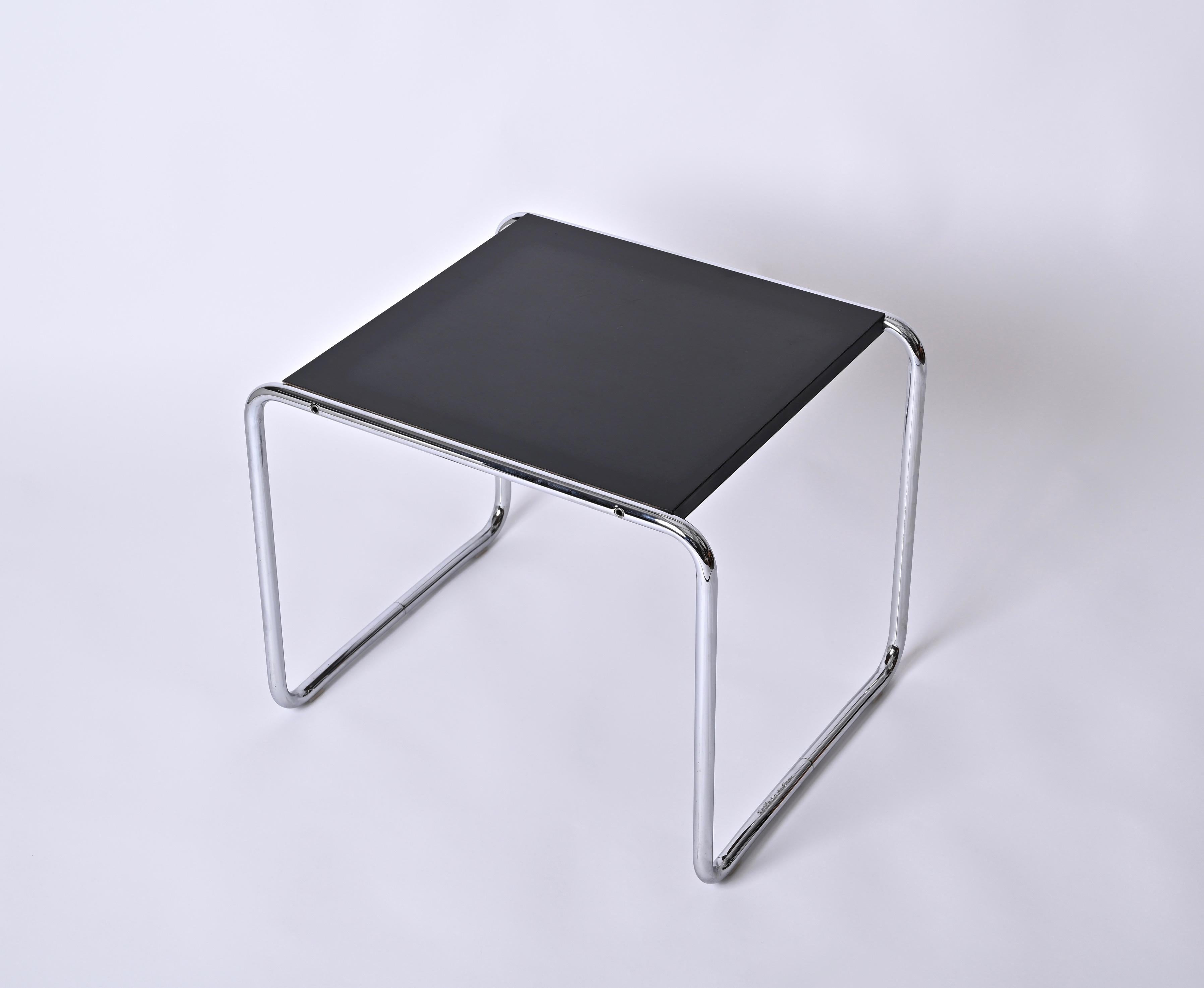 Mid-Century Modern Signed Marcel Breuer for Knoll, Bauhaus Black 'Laccio'  Side Table, USA 1940s