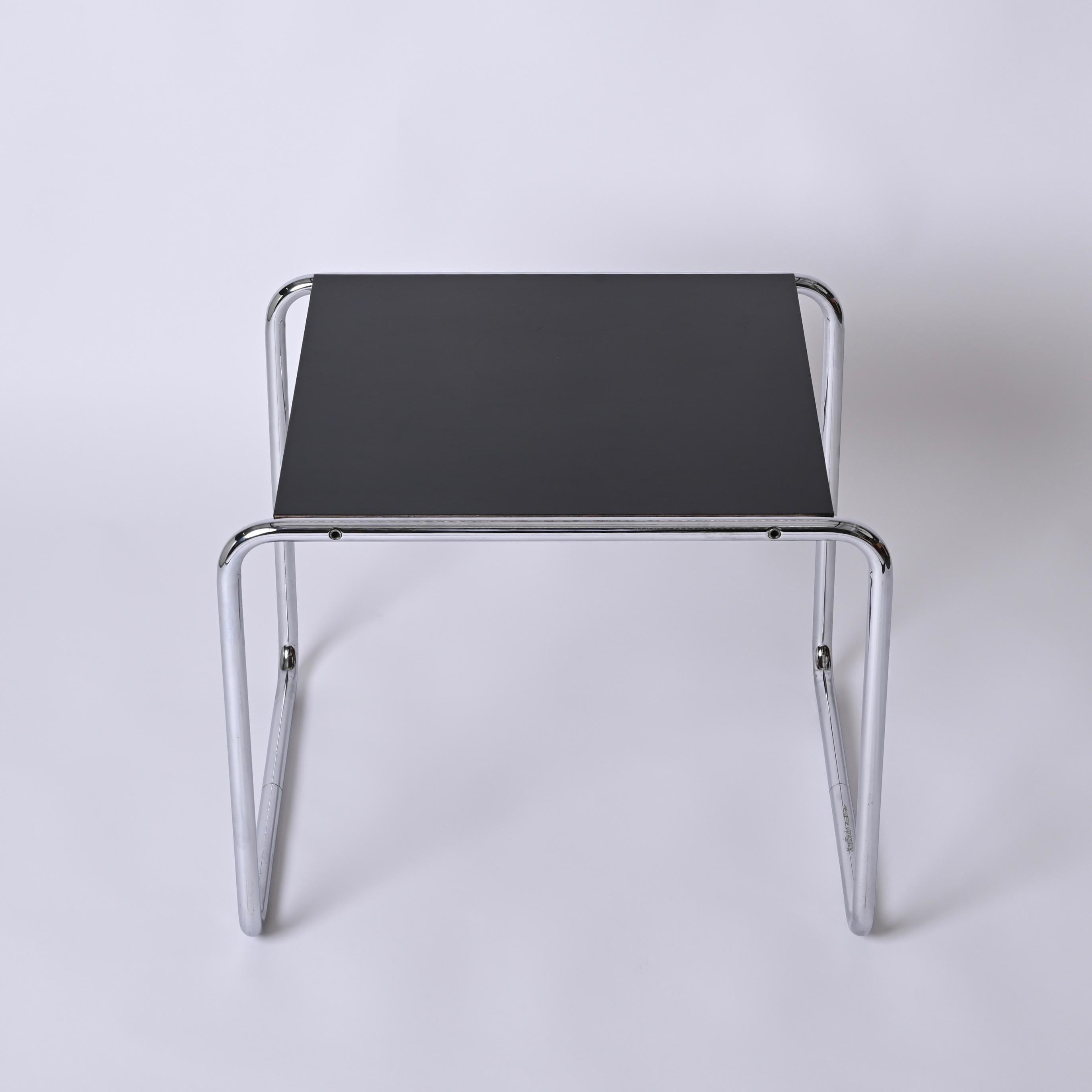 American Signed Marcel Breuer for Knoll, Bauhaus Black 'Laccio'  Side Table, USA 1940s For Sale