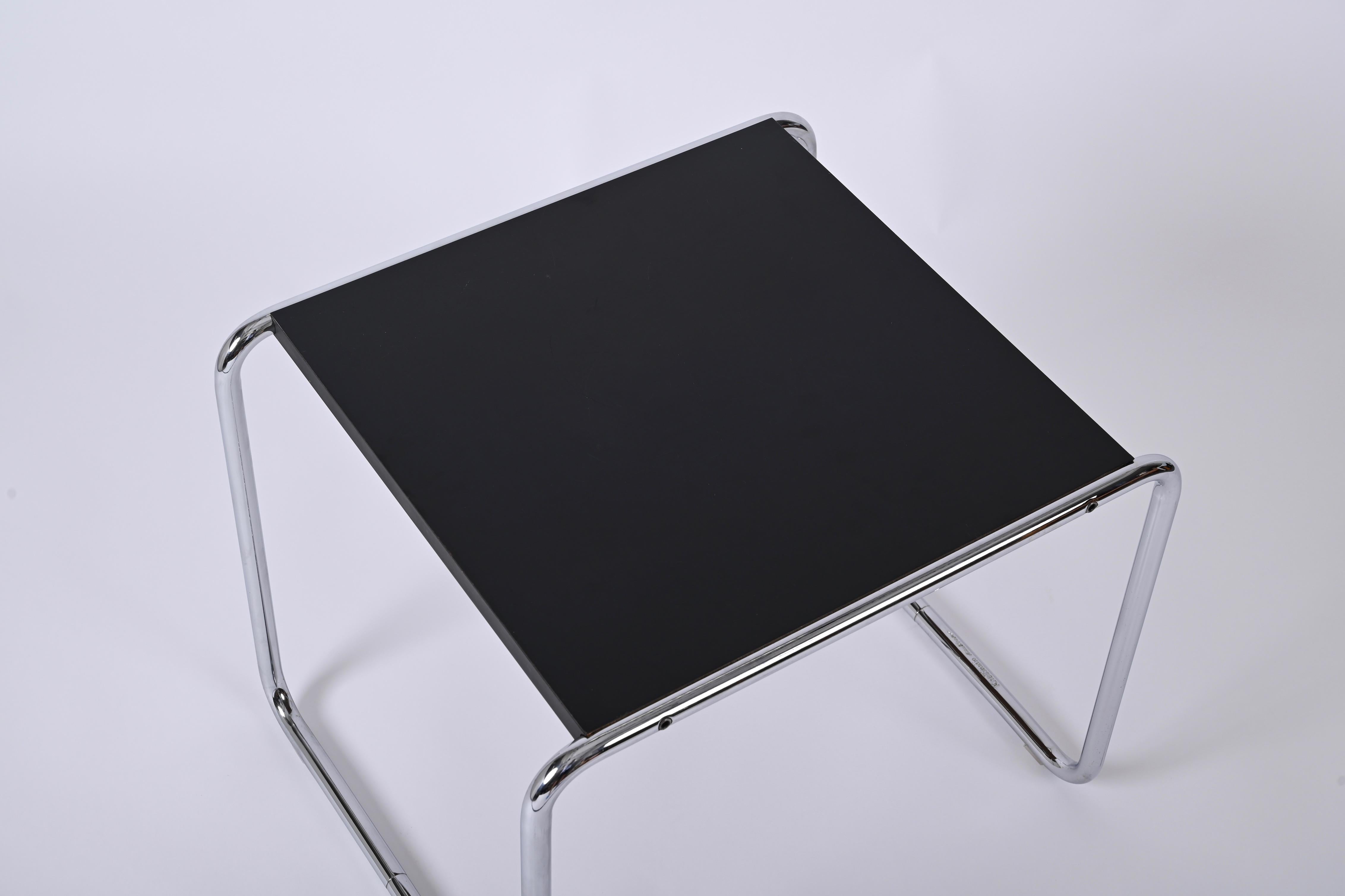 Signed Marcel Breuer for Knoll, Bauhaus Black 'Laccio'  Side Table, USA 1940s 1