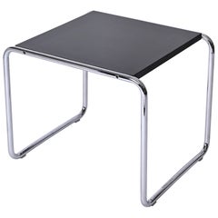 Signed Marcel Breuer for Knoll, Bauhaus Black 'Laccio' Side Table, USA 1940s