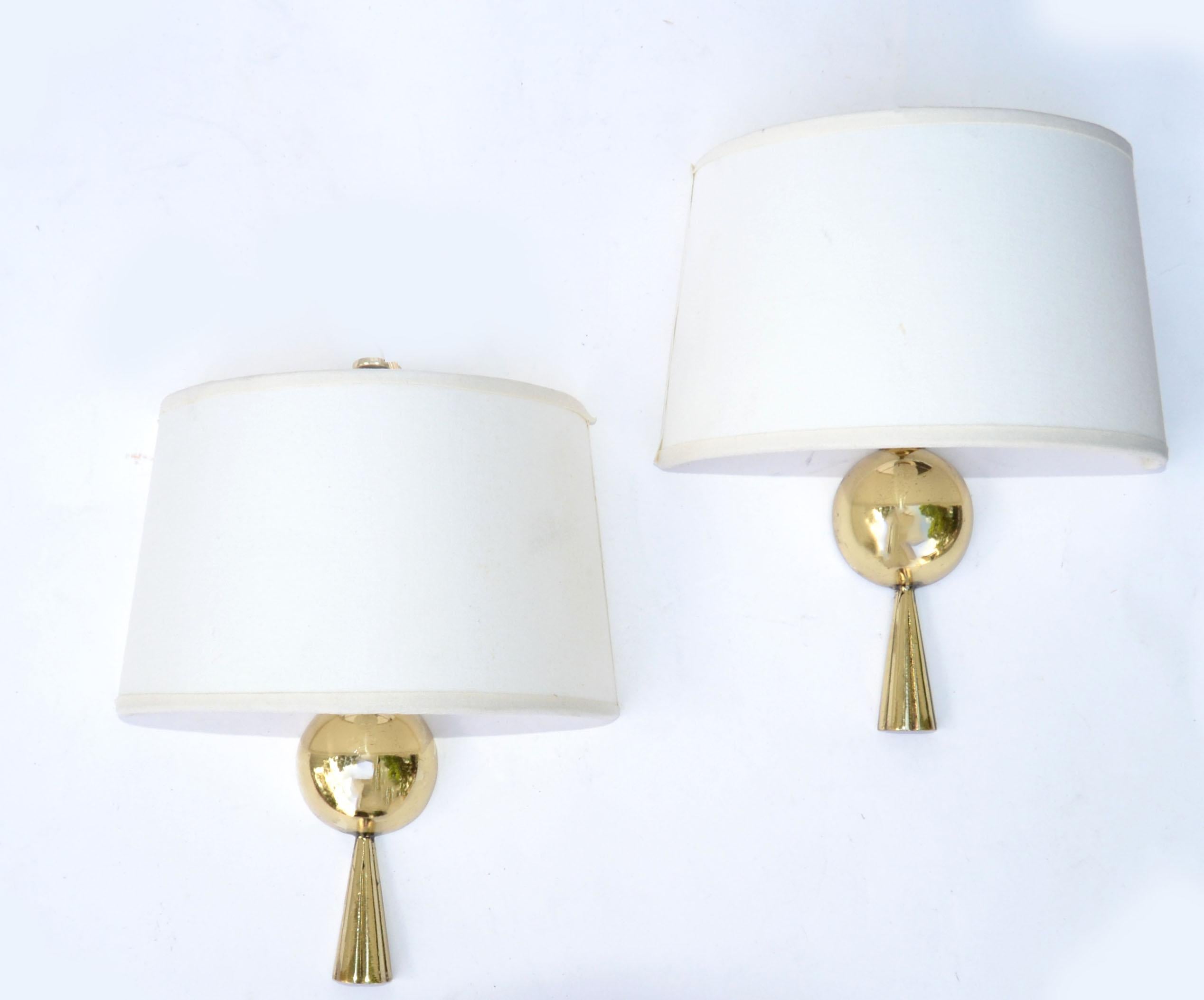 French Signed Marcel Guillemard Bronze Sconces Wall Lamps France Neoclassical, Pair For Sale