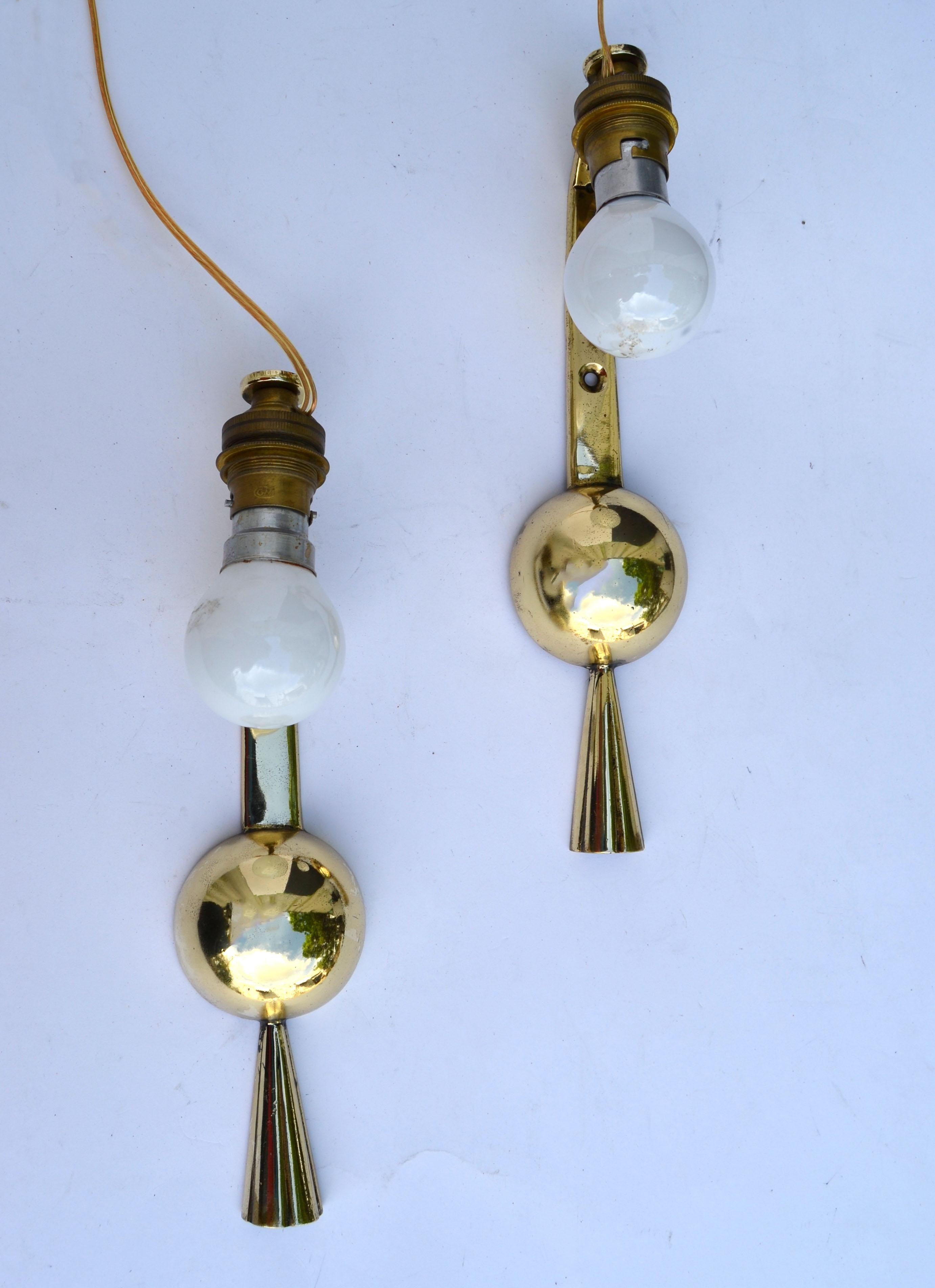 Polished Signed Marcel Guillemard Bronze Sconces Wall Lamps France Neoclassical, Pair For Sale