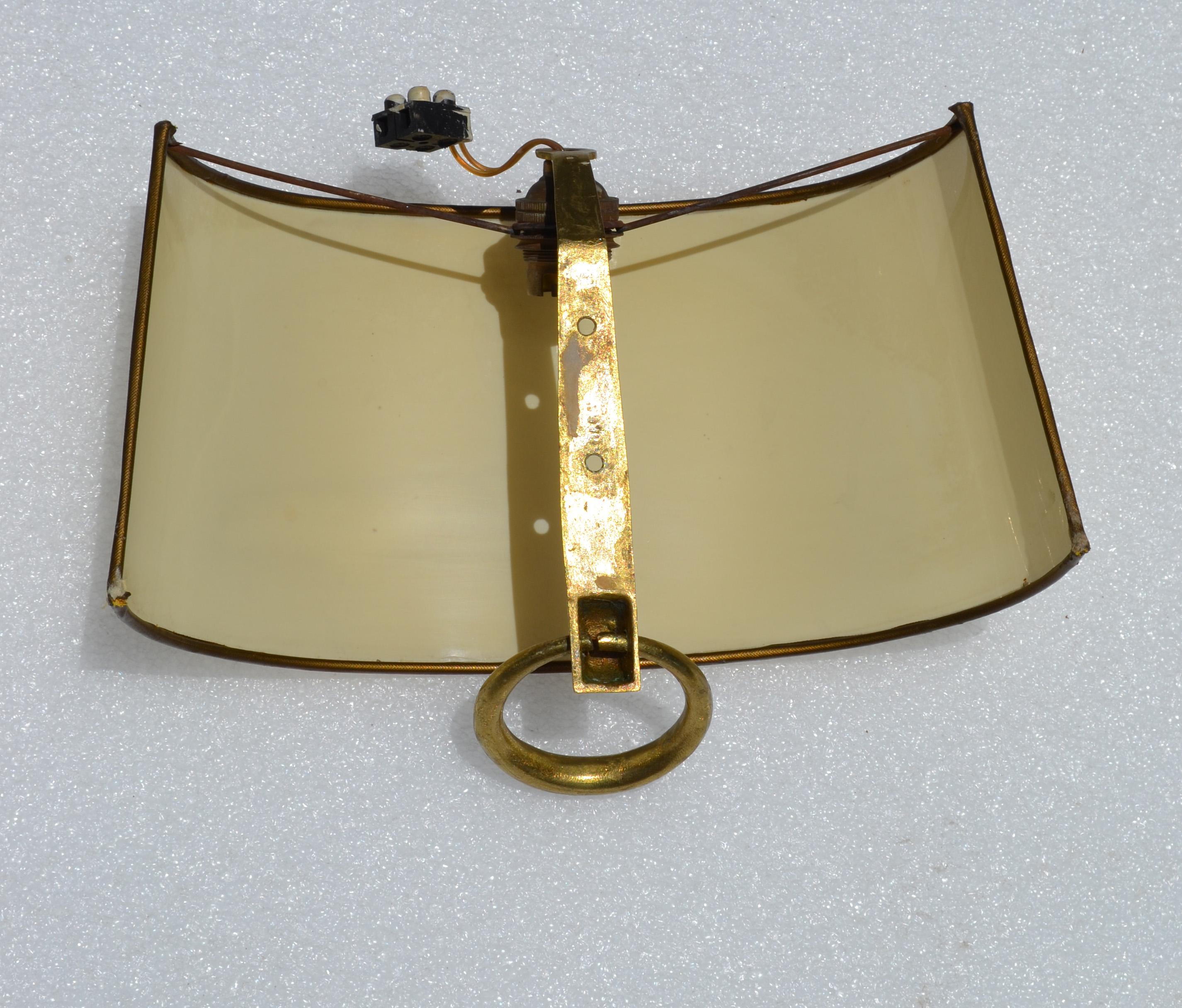 Signed Marcel Guillemard Pair of Bronze Sconces & Half Shades France Art Deco 8