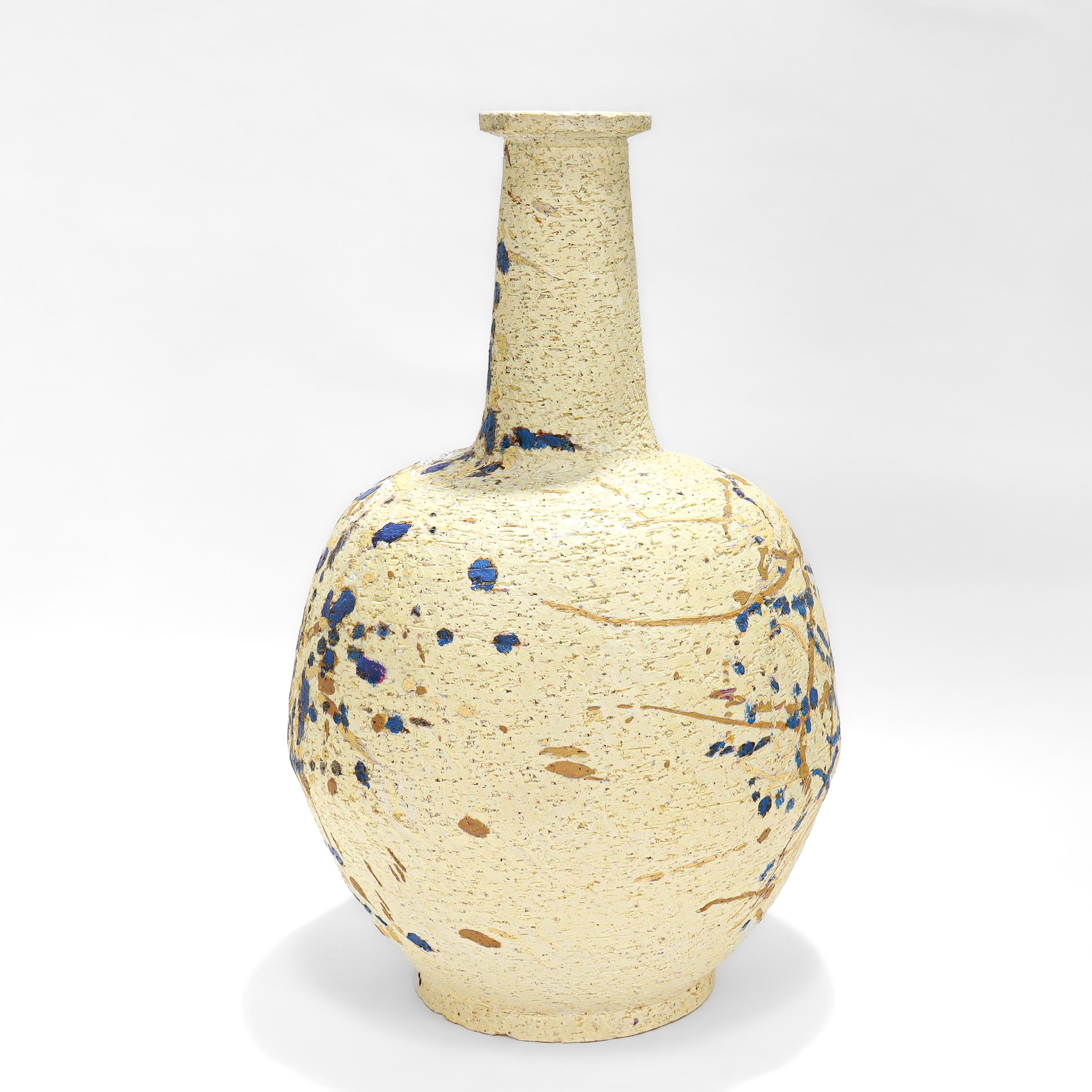 Mid-Century Modern Signed Marcello Fantoni Glazed Earthenware Pottery Vase for Raymor, 1950s For Sale