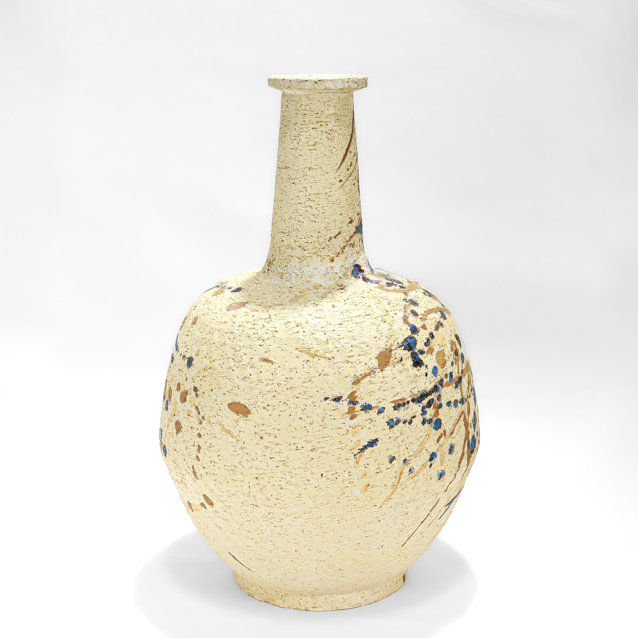 Italian Signed Marcello Fantoni Glazed Earthenware Pottery Vase for Raymor, 1950s For Sale