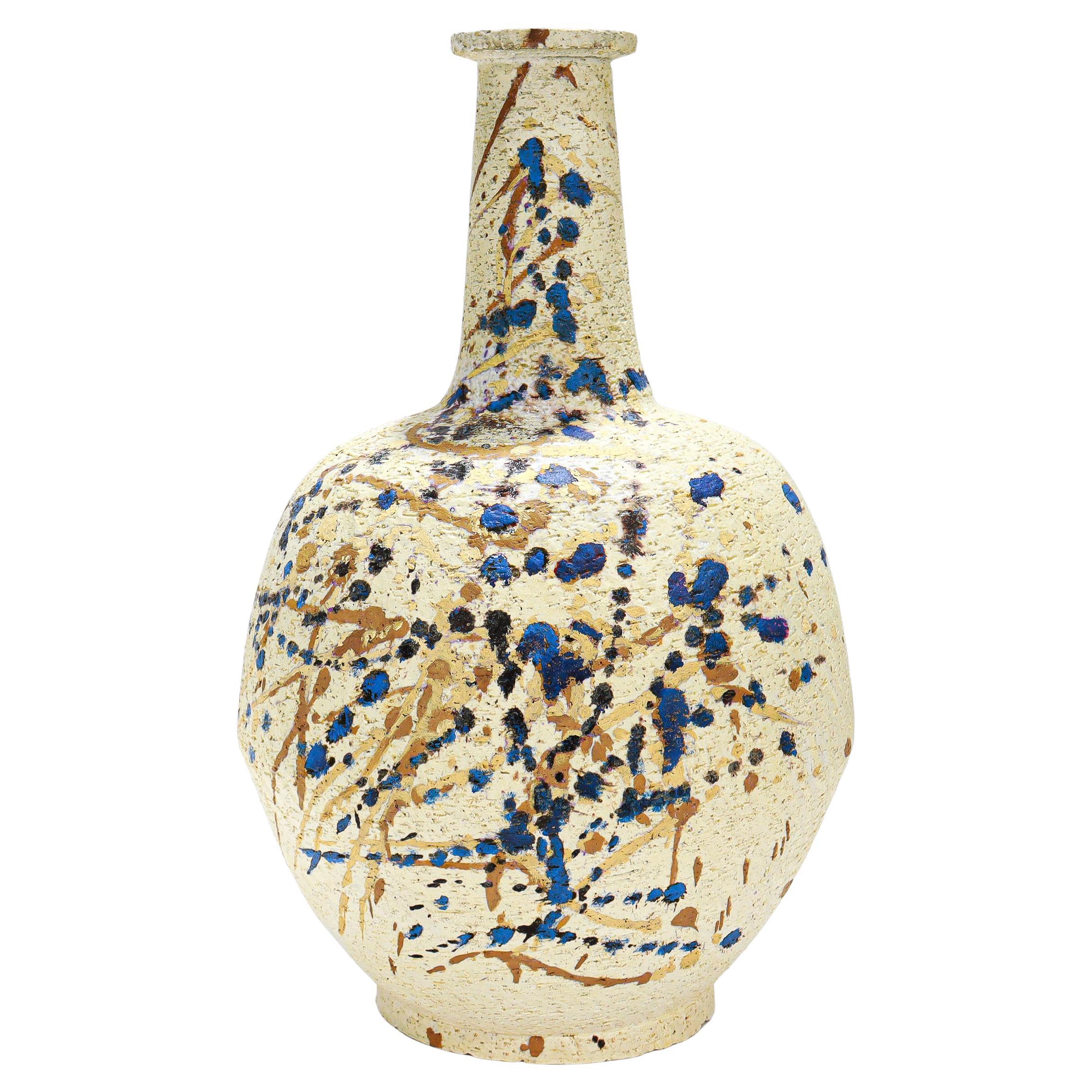 Signed Marcello Fantoni Glazed Earthenware Pottery Vase for Raymor, 1950s