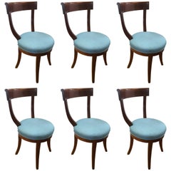 Signed Margolis Mahogany Inlaid Dining Chairs, Set of Six