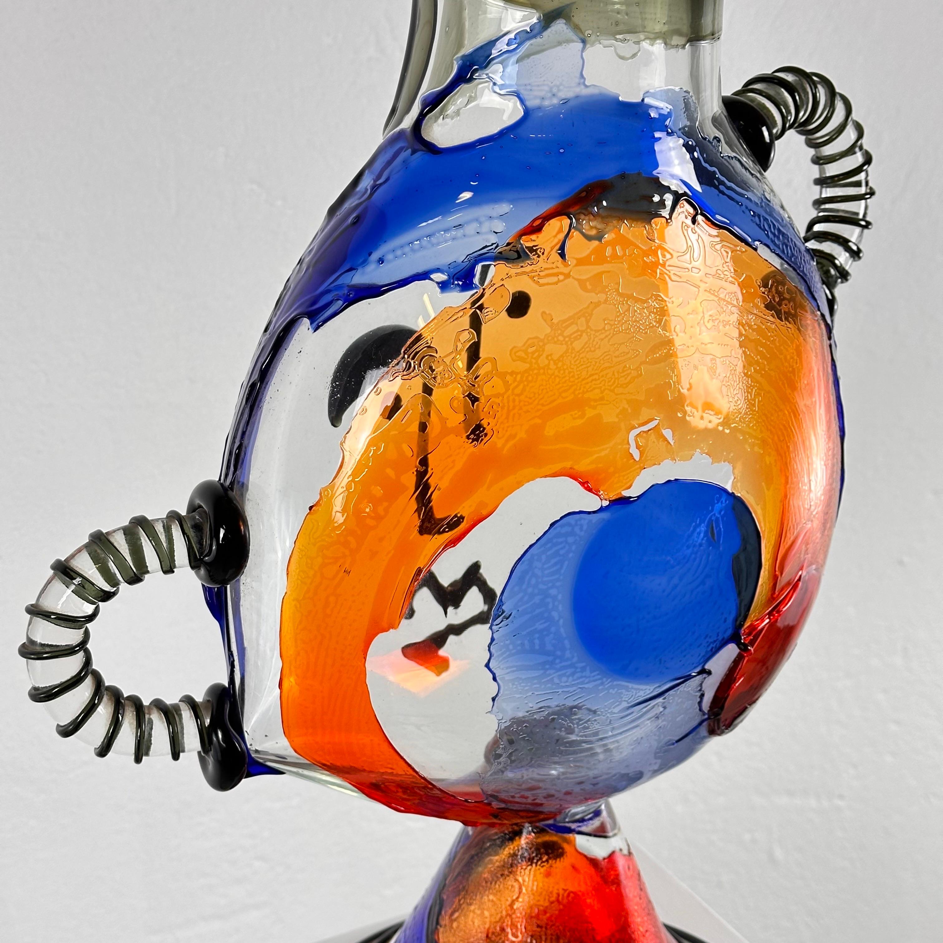 Signed Mario Badioli Picasso's Face Big Vase in Murano Glass, 1990s 8
