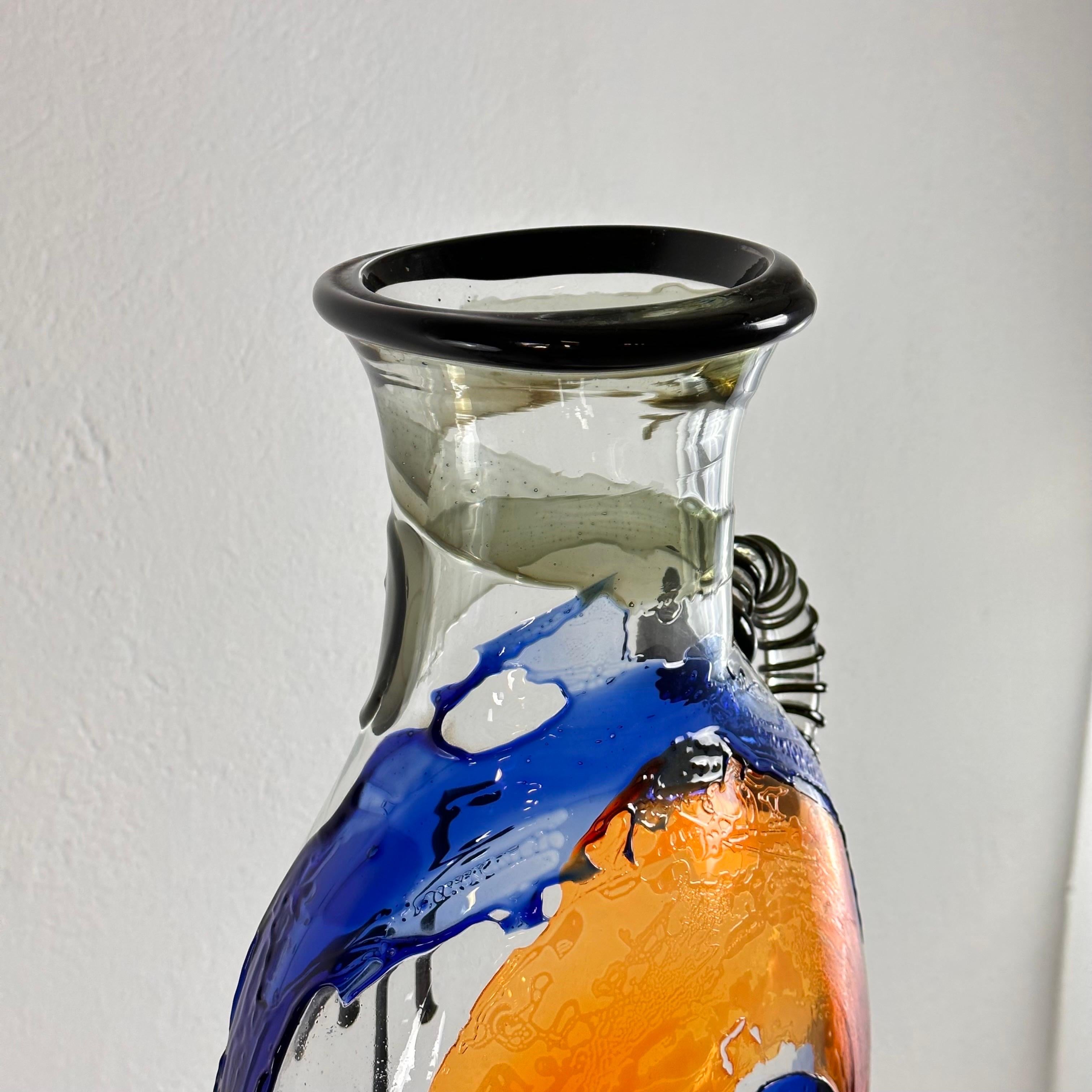 Signed Mario Badioli Picasso's Face Big Vase in Murano Glass, 1990s 10