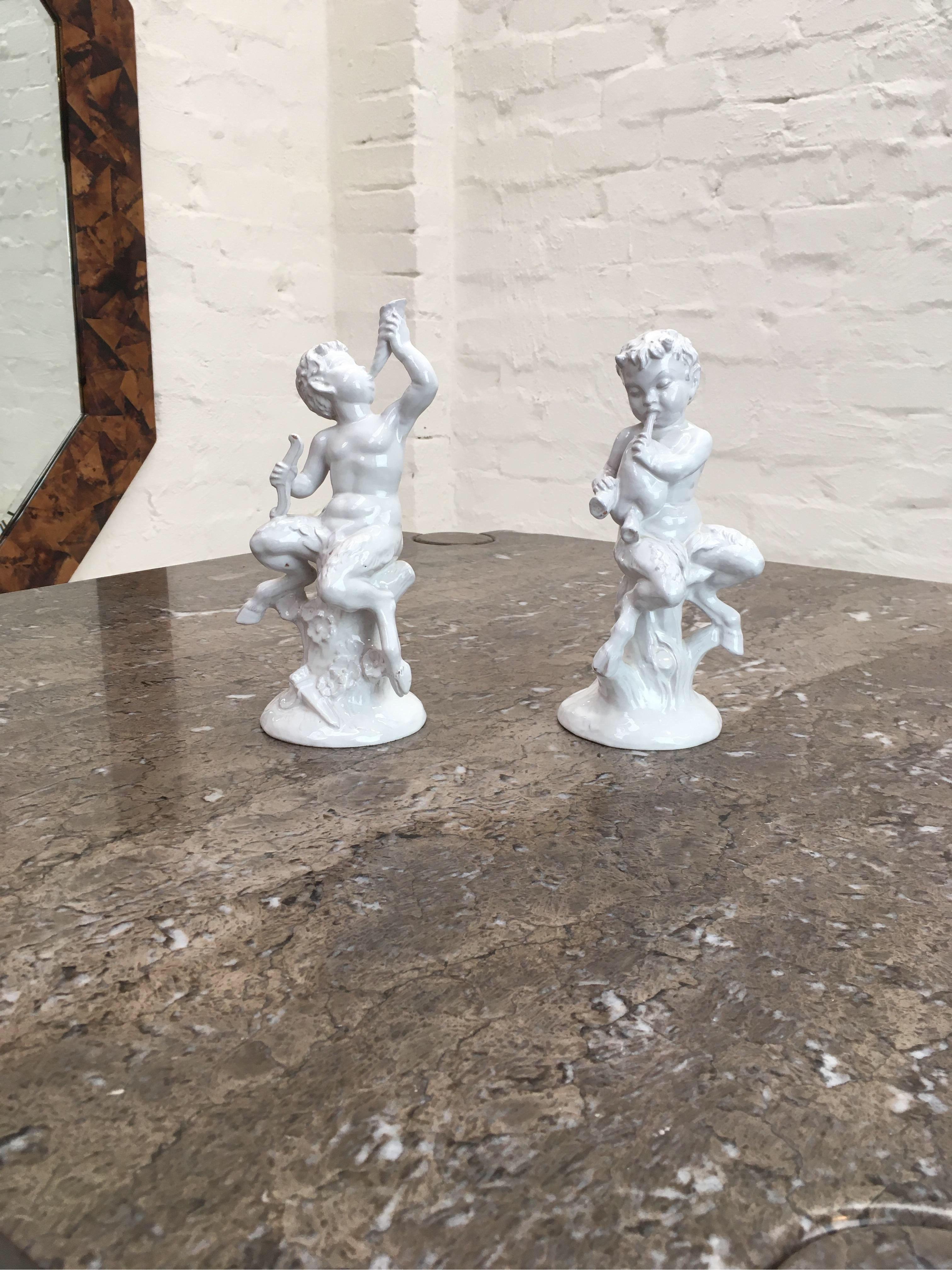 White Rustic Glazed Bandini Art Deco Fauns circa 1938 for Zaccagnini For Sale 10