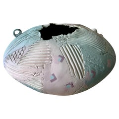 Gail Markiewicz Hand Built Sculptural Ceramic Vessel in Pastel and Blush Tones