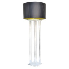 Signed Marlee Tall Mid-Century Modern Clear Lucite & Chrome Floor Lamp