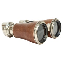 Signed Marquise Paris Art Deco Period French Leather & Chrome Binoculars