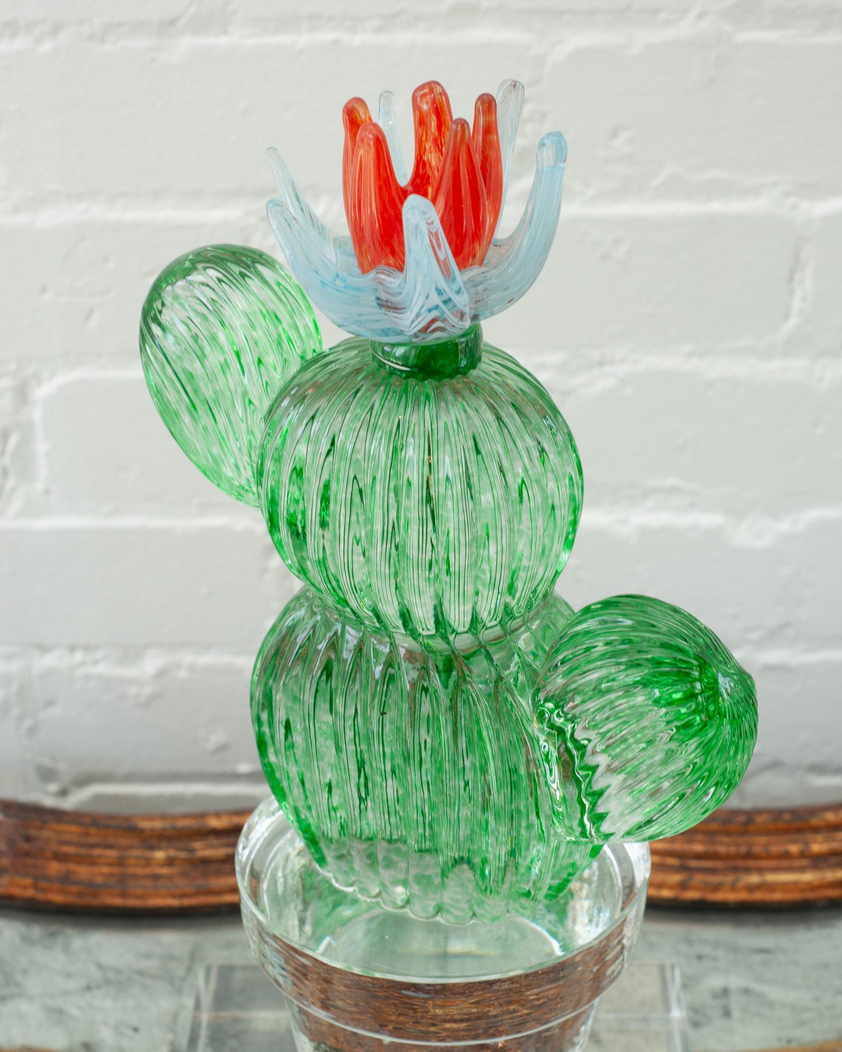 Signed Marta Marzotto Hand Blown Murano Glass Cactus Sculpture In Good Condition For Sale In Toronto, ON