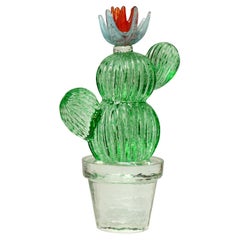Vintage Signed Marta Marzotto Hand Blown Murano Glass Cactus Sculpture