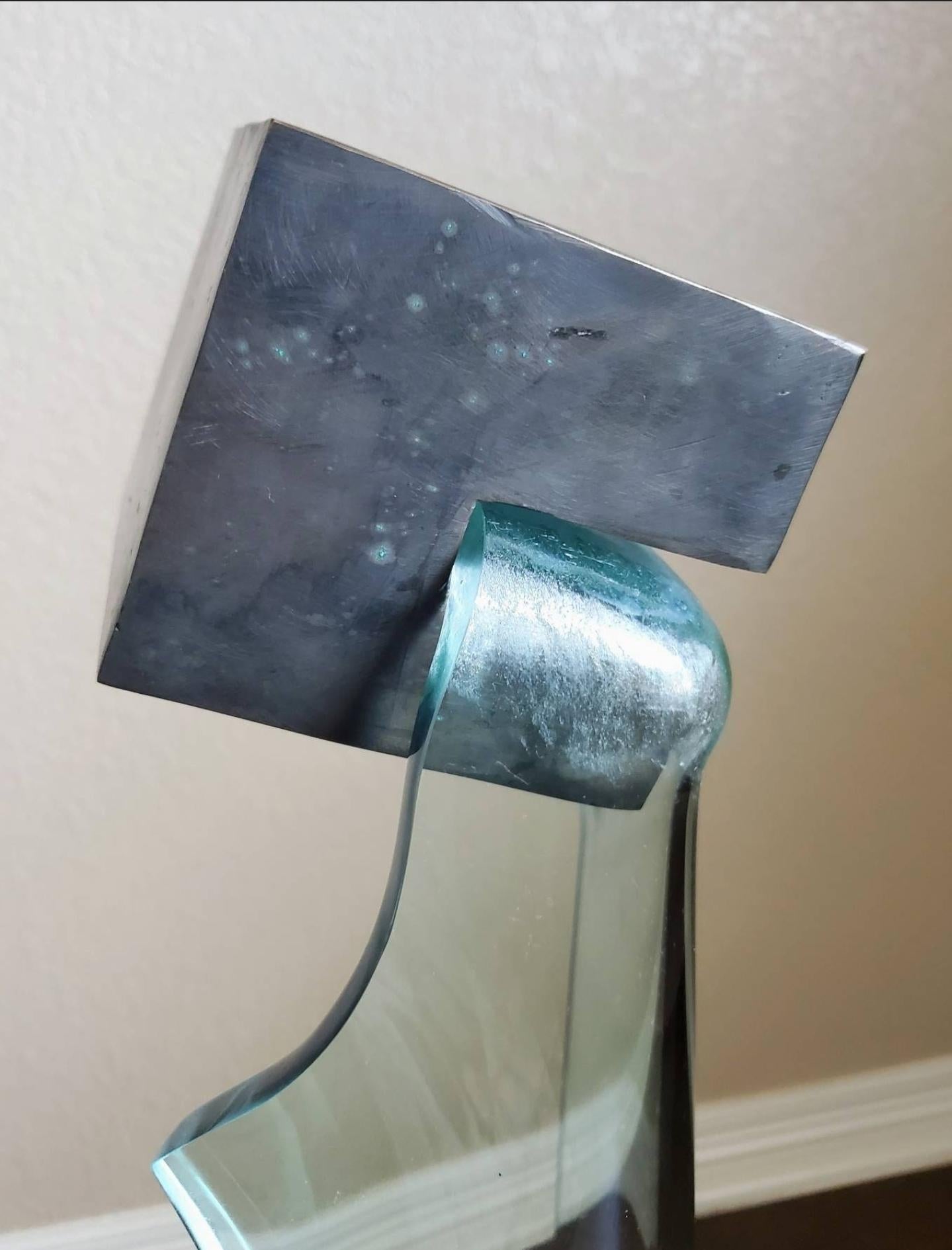 Rare American Industrial Modern Art Mary Shaffer Signed Glass Bronze Sculpture For Sale 5
