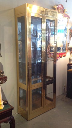 Signed Mastercraft Midcentury Brass Vitrine or Display Cabinet