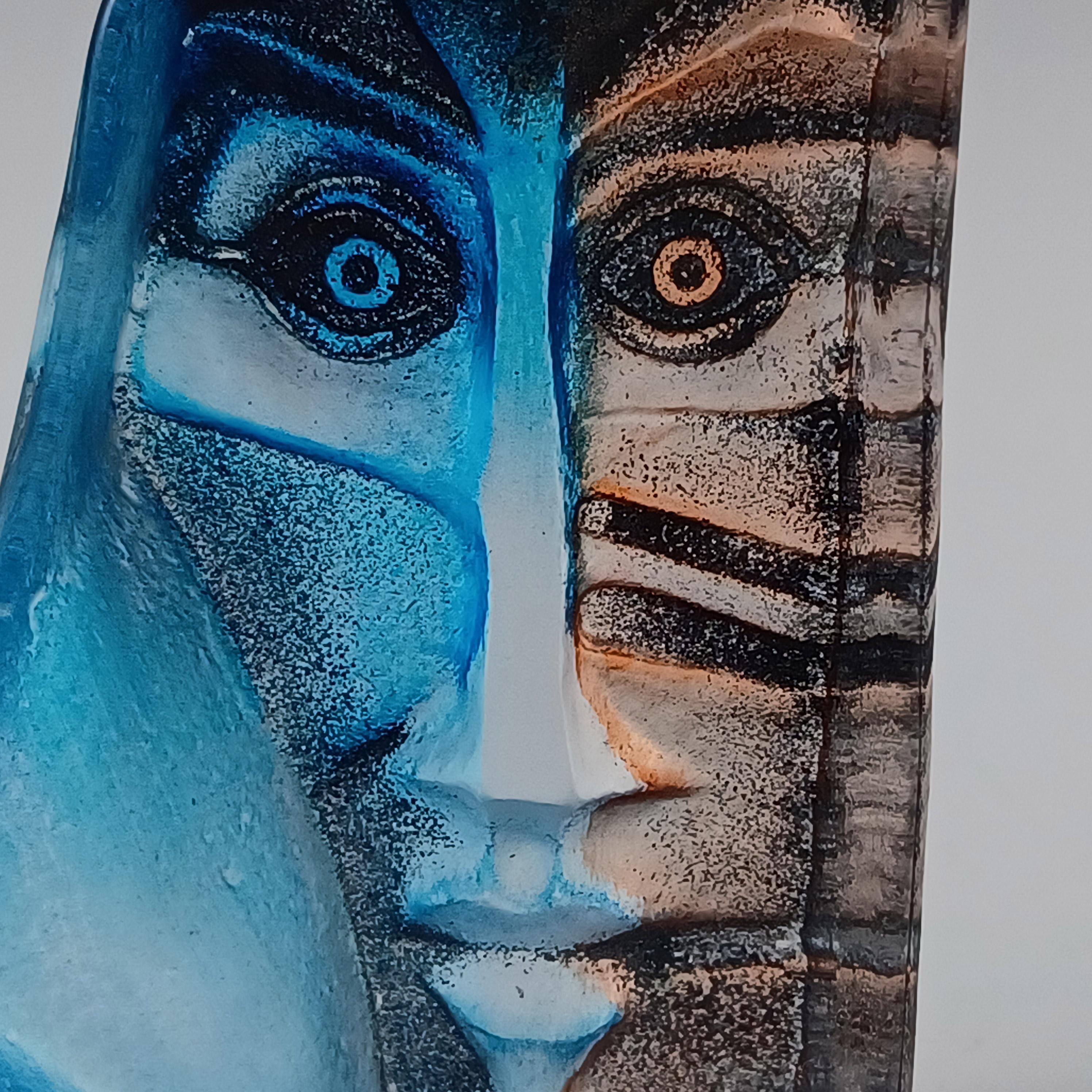 SCULTURA FIRMATA Mats Jonasson #8161 Volto di Masqot in vetro 'Zador' In condizioni buone in vendita a Bolton, GB