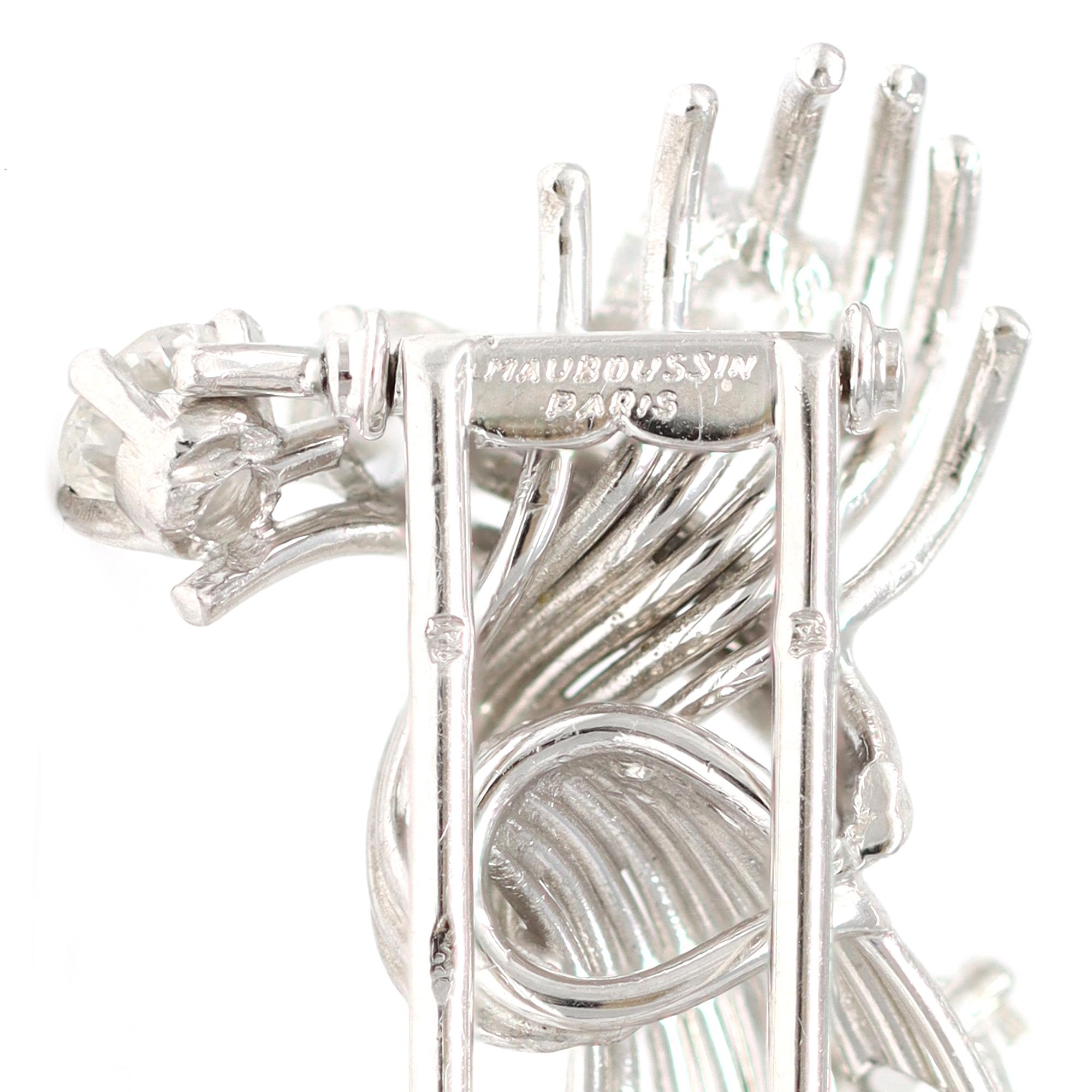 Taille vieille Europe Paire de Clips en Platine et 18k signée Mauboussin Paris en vente