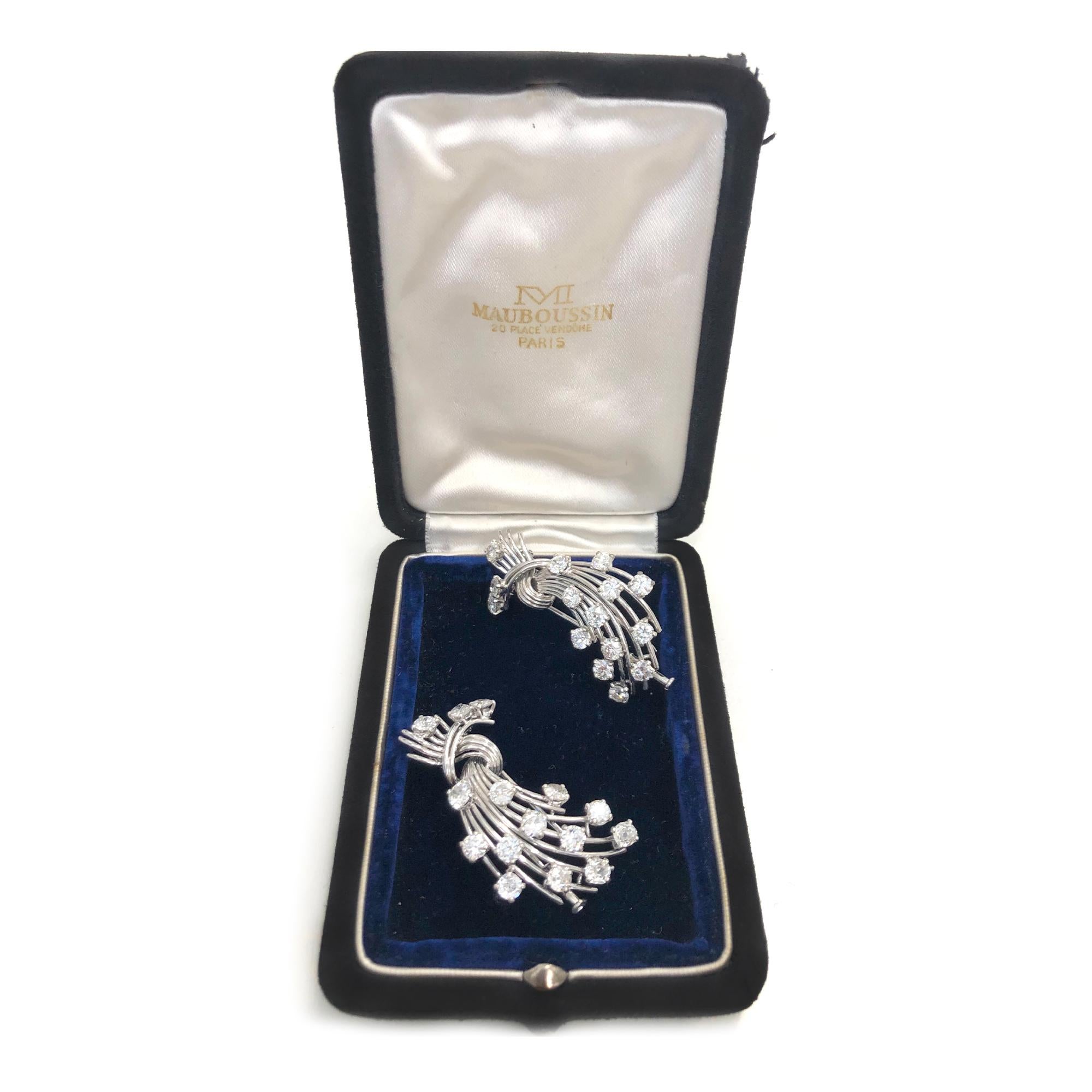 Paire de Clips en Platine et 18k signée Mauboussin Paris Unisexe en vente