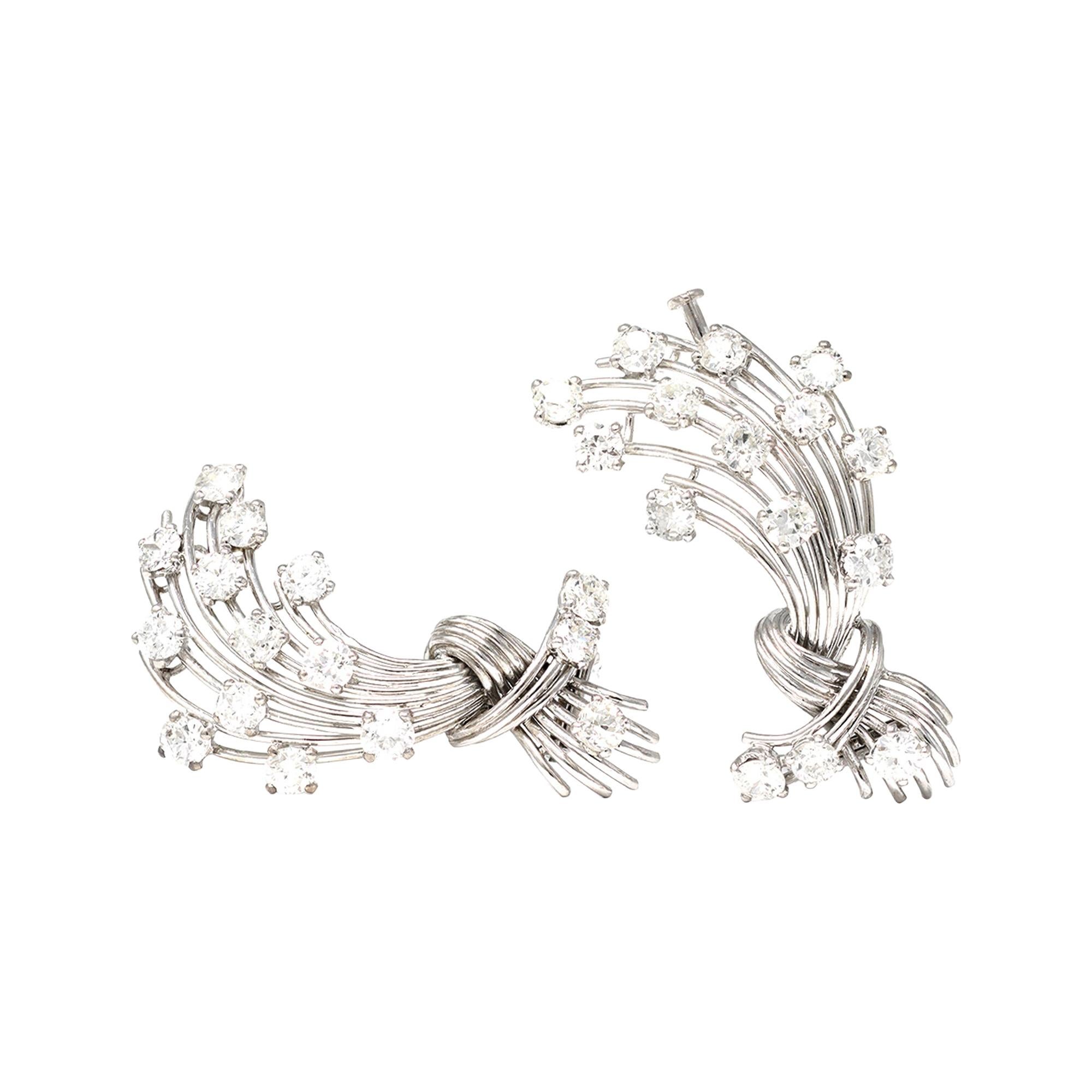 Signed Mauboussin Paris Pair of Clips in Platinum and 18k For Sale