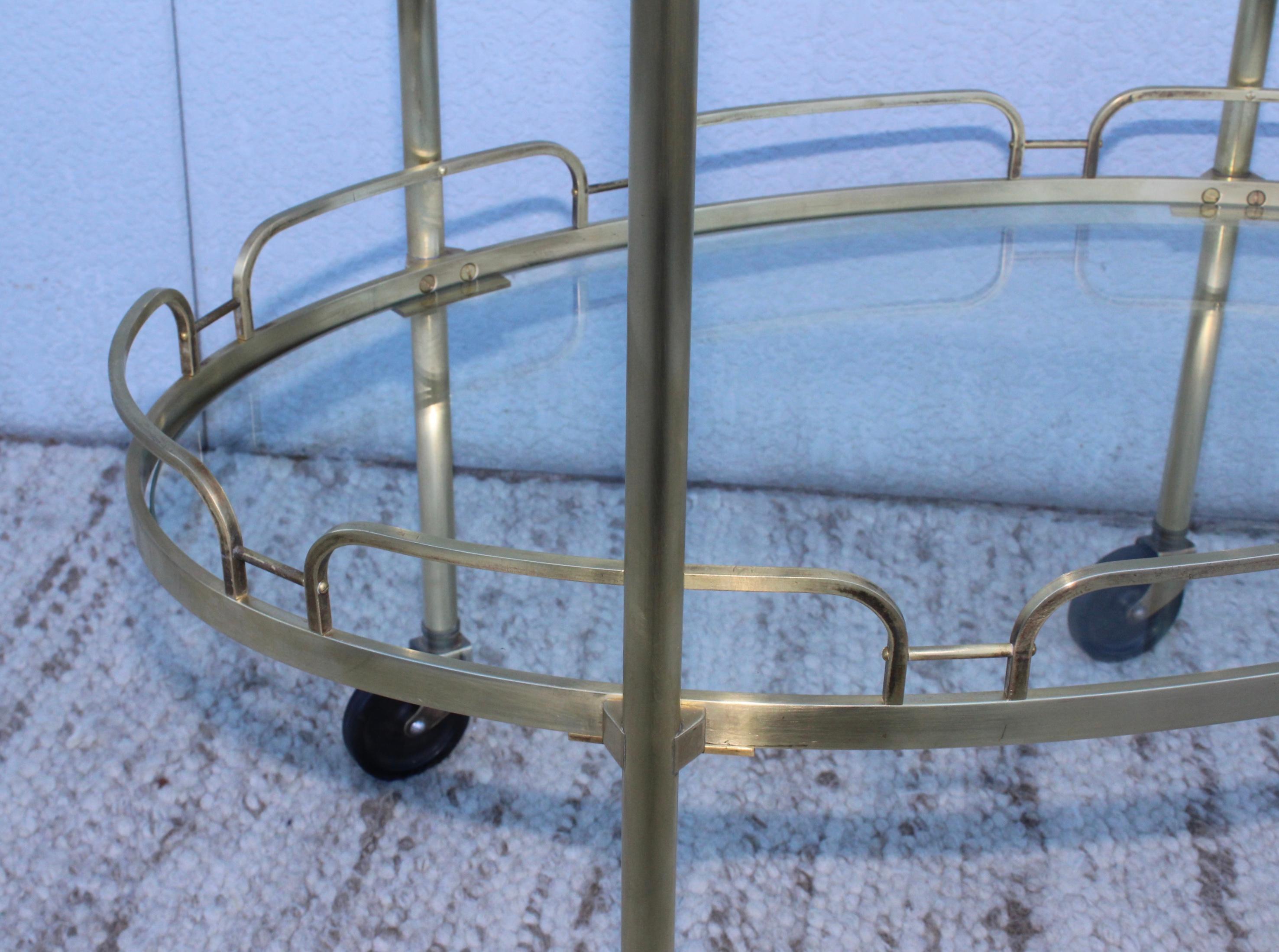 Signed Maxwell-Phillips Patinated Brass Bar Cart 2