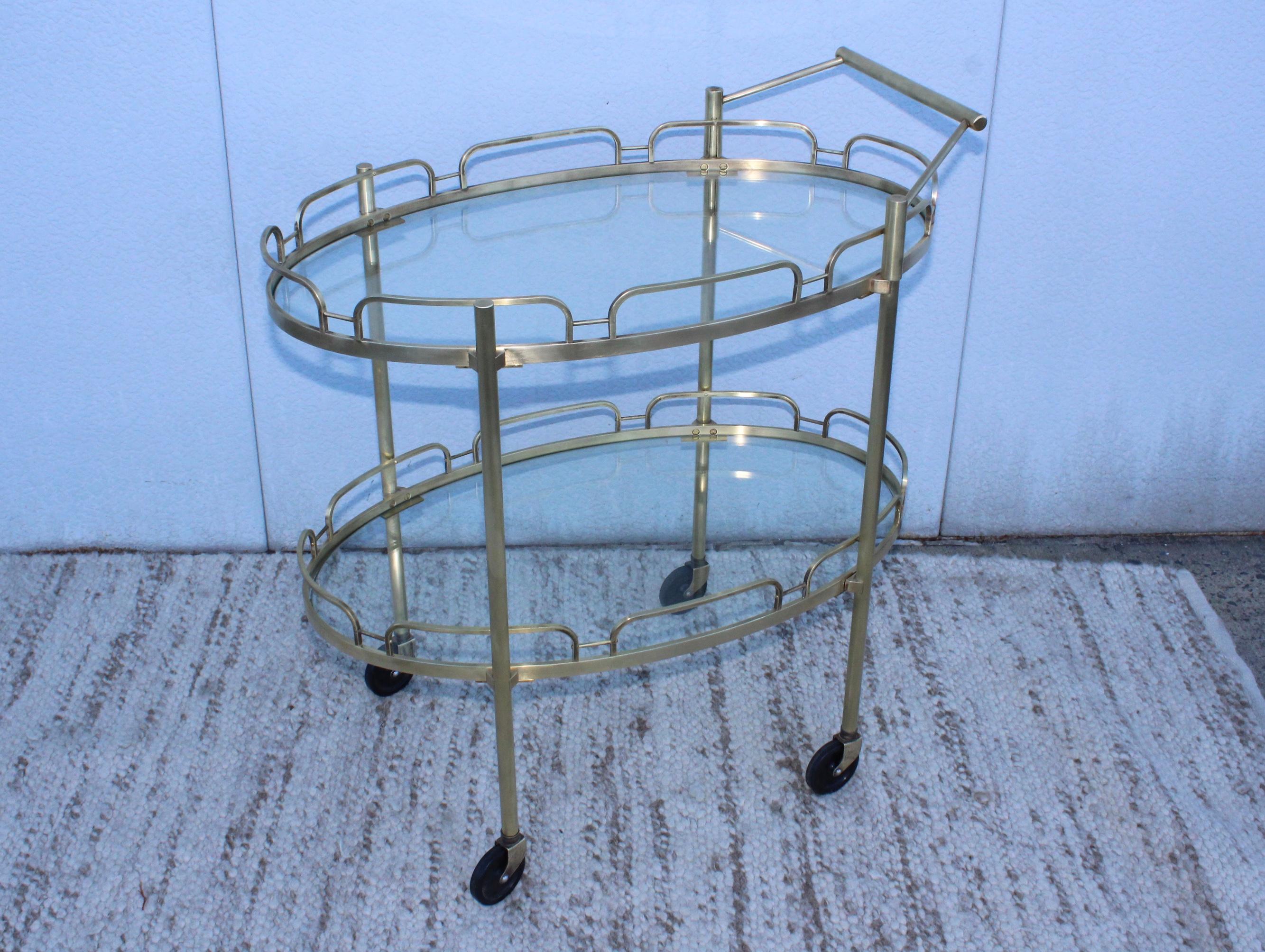 Signed Maxwell-Phillips Patinated Brass Bar Cart 4