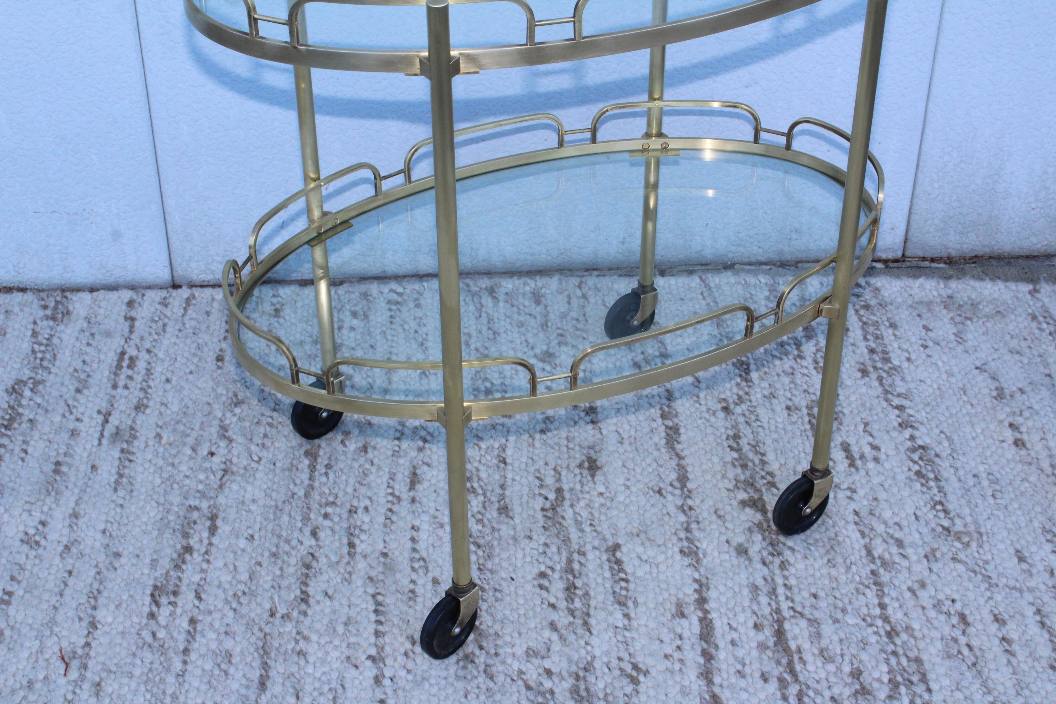 Signed Maxwell-Phillips Patinated Brass Bar Cart 7