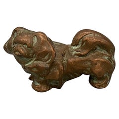 Signed McClelland Barclay Solid Bronze Pekingese Dog Sculpture 1930s Paperweight