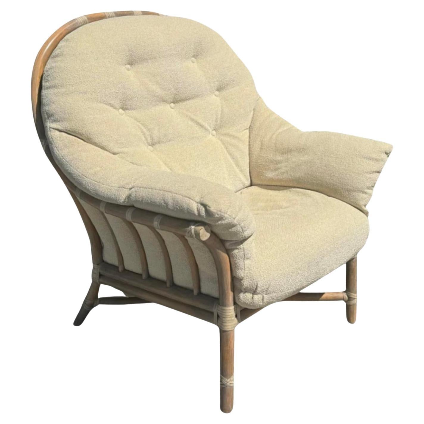 Fauteuil club en bambou signé McGuire Furniture Company