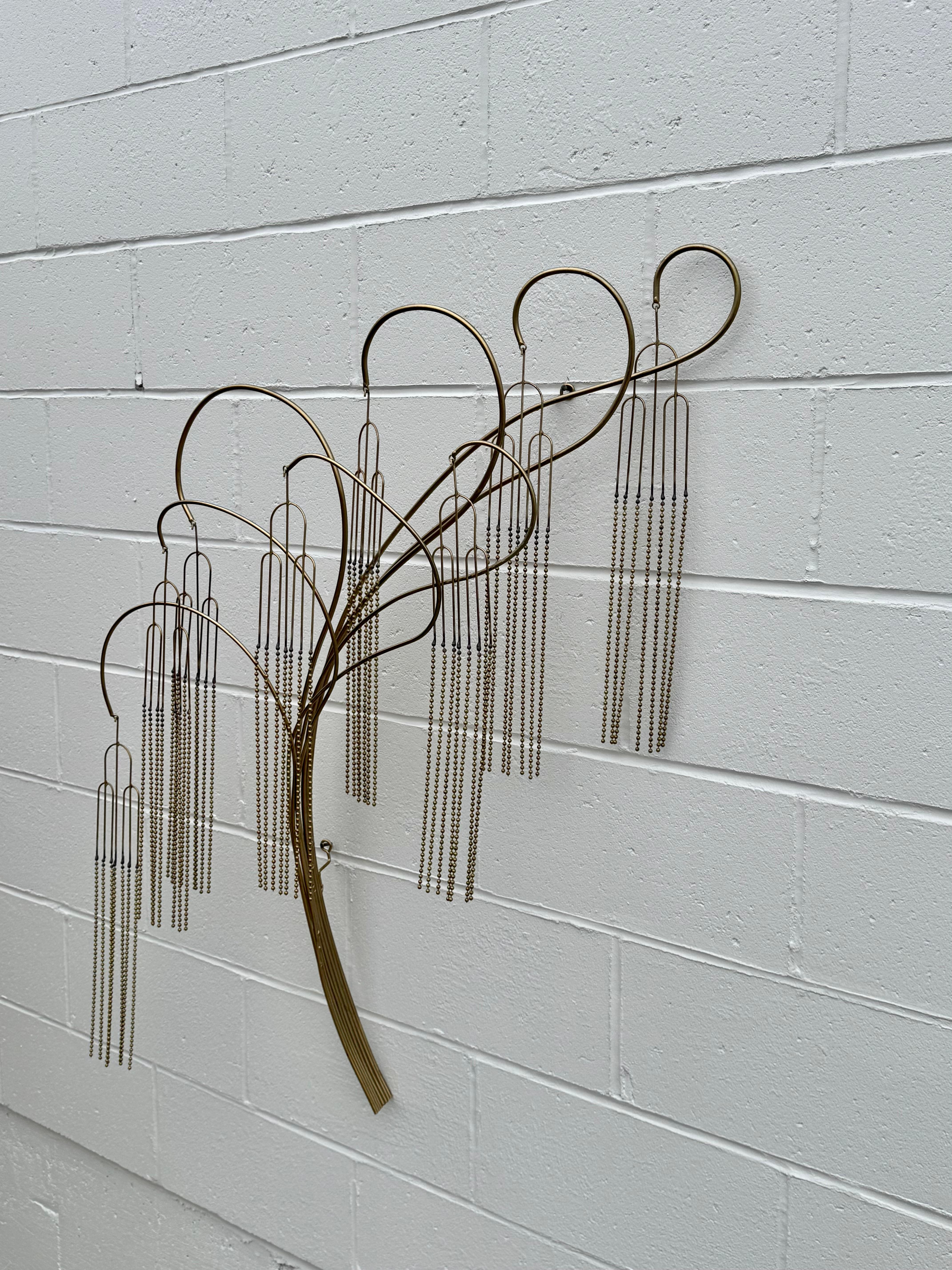 Sculpture murale en forme de saule en perles de laiton signée MCM Curtis Jeré - circa 1984 en vente 2