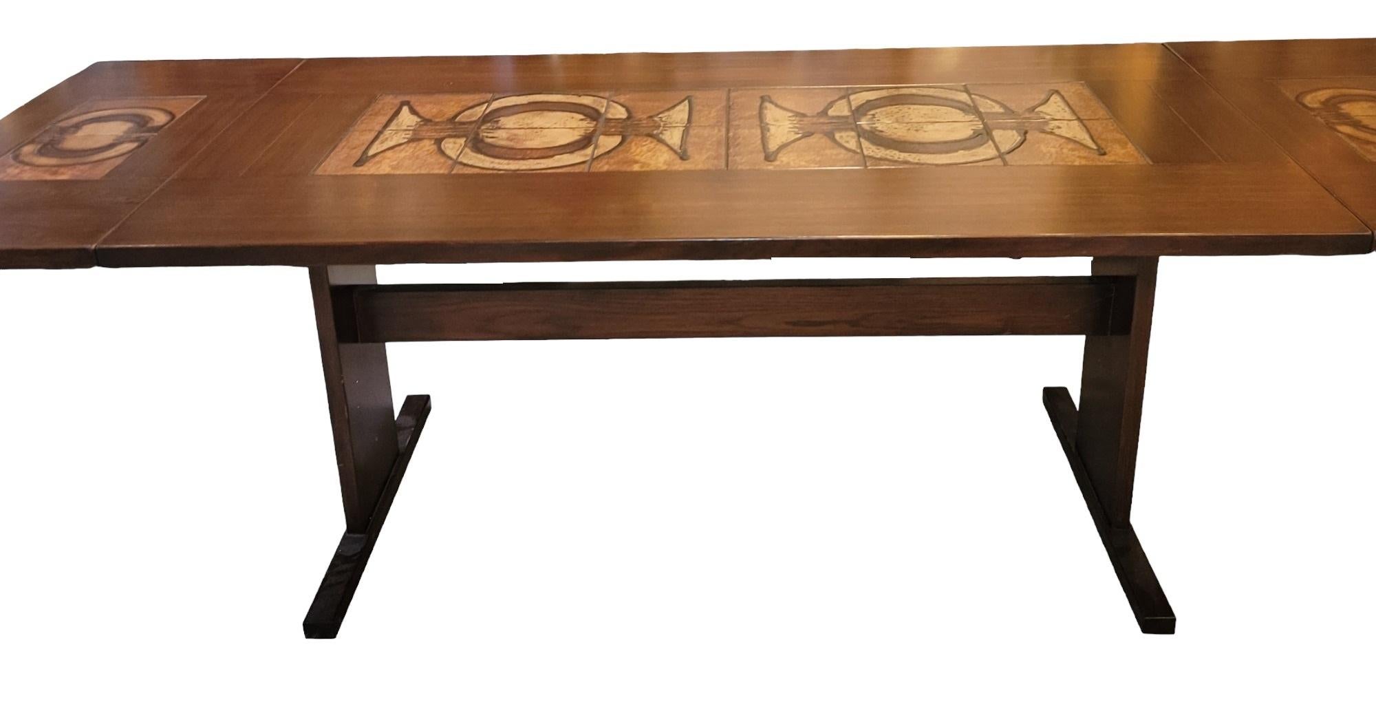 Mid-Century Modern  Signé  Table de salle à manger Mcm en acajou et carreaux par Gangso Mobler en vente