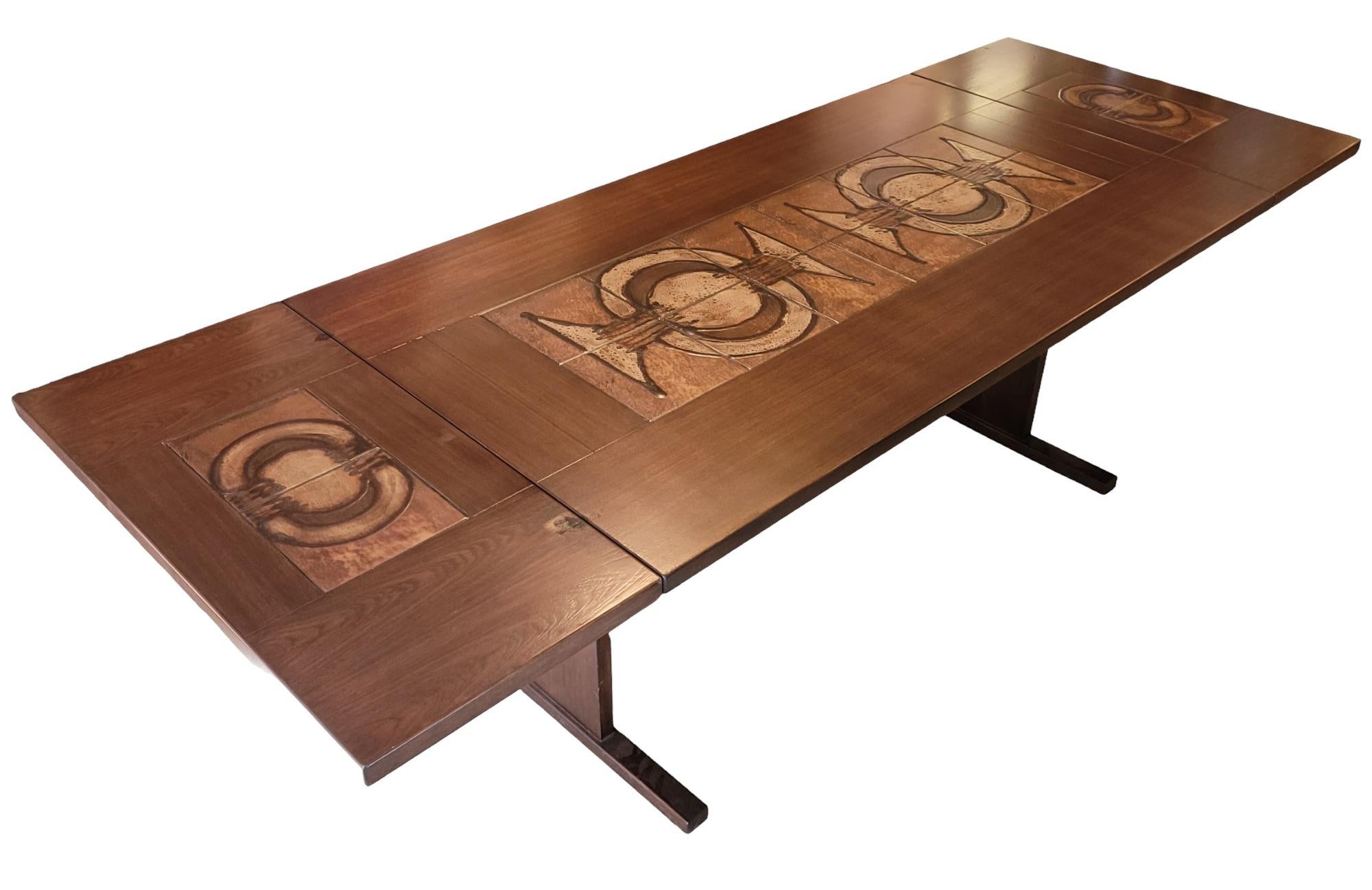 Danish Signed Mcm Mahogany & Tile Dining Table by Gangso Mobler For Sale