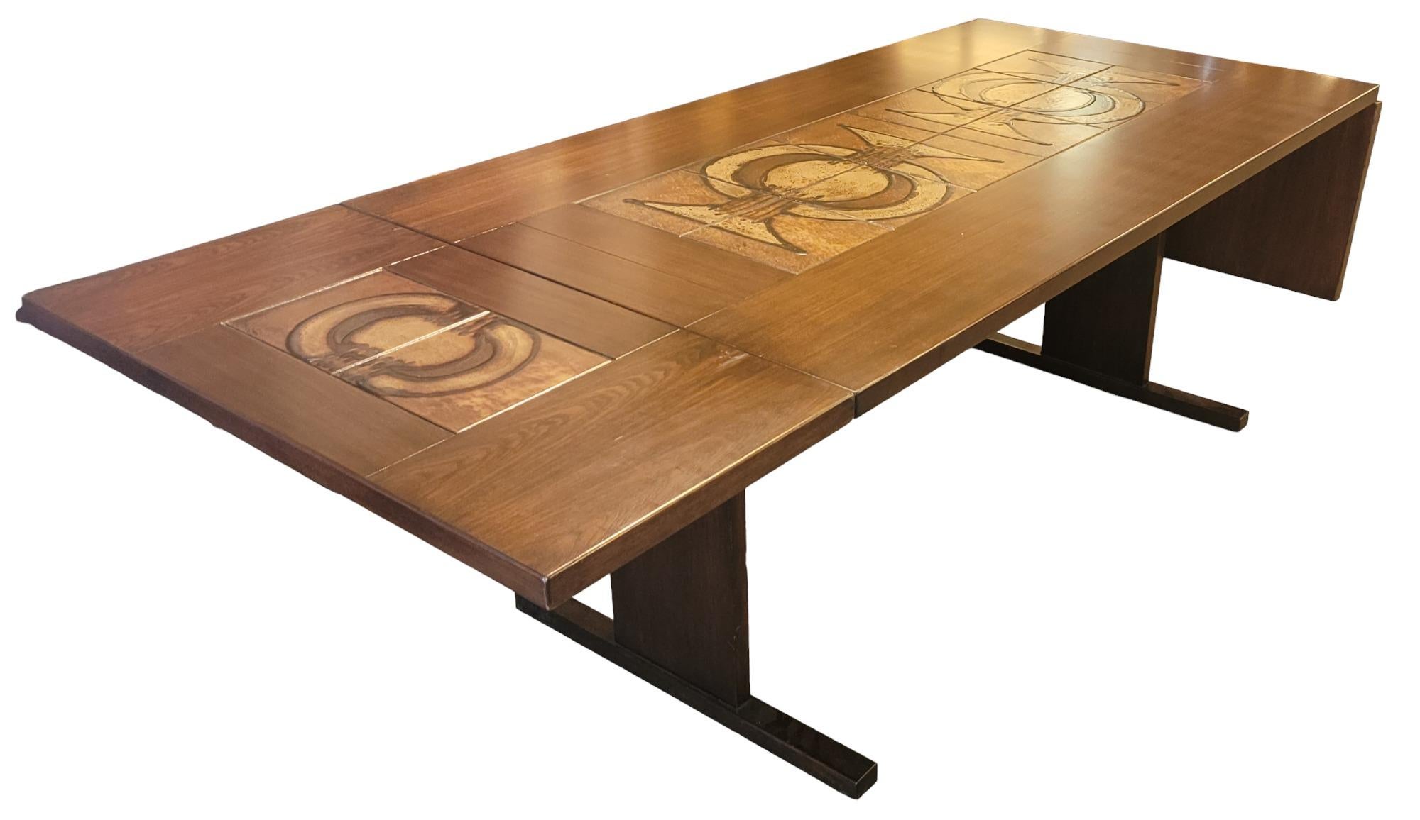 Signed Mcm Mahogany & Tile Dining Table by Gangso Mobler In Good Condition For Sale In Pasadena, CA