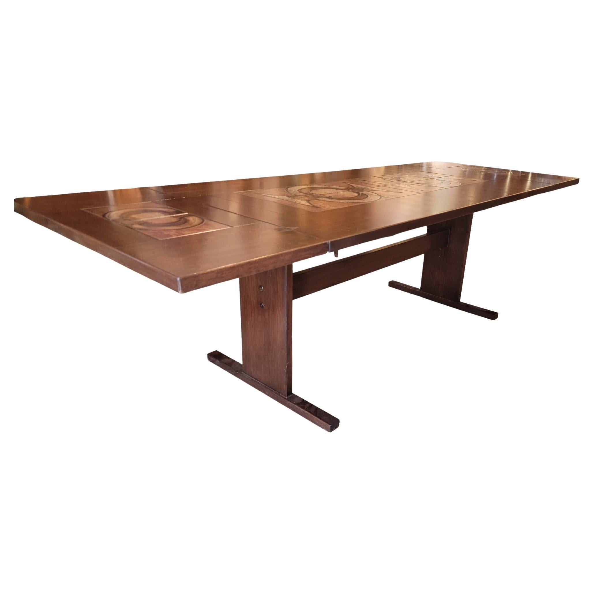 20th Century Signed Mcm Mahogany & Tile Dining Table by Gangso Mobler For Sale