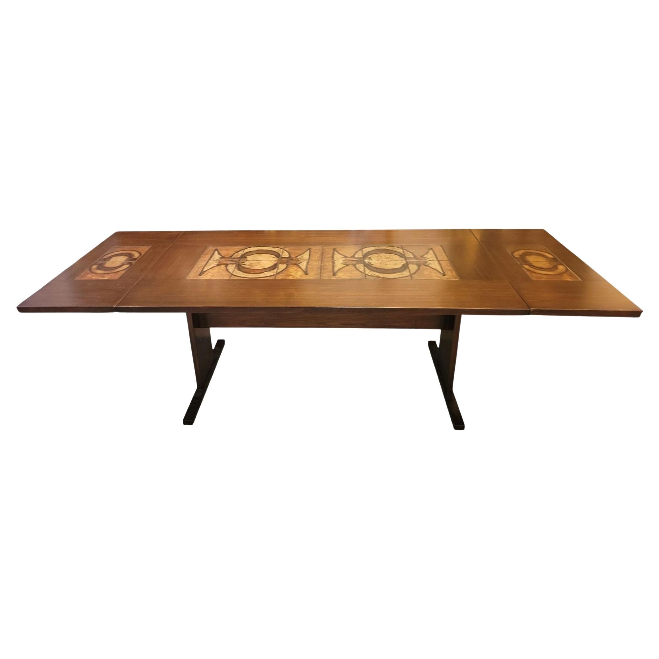 Signed Mcm Mahogany & Tile Dining Table by Gangso Mobler For Sale