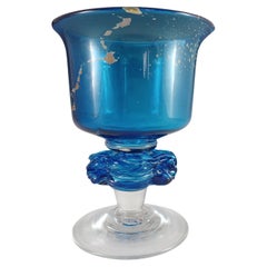 Cáliz / Copa Jarrón de cristal maltés "Verano Azul" de Mdina FIRMADO