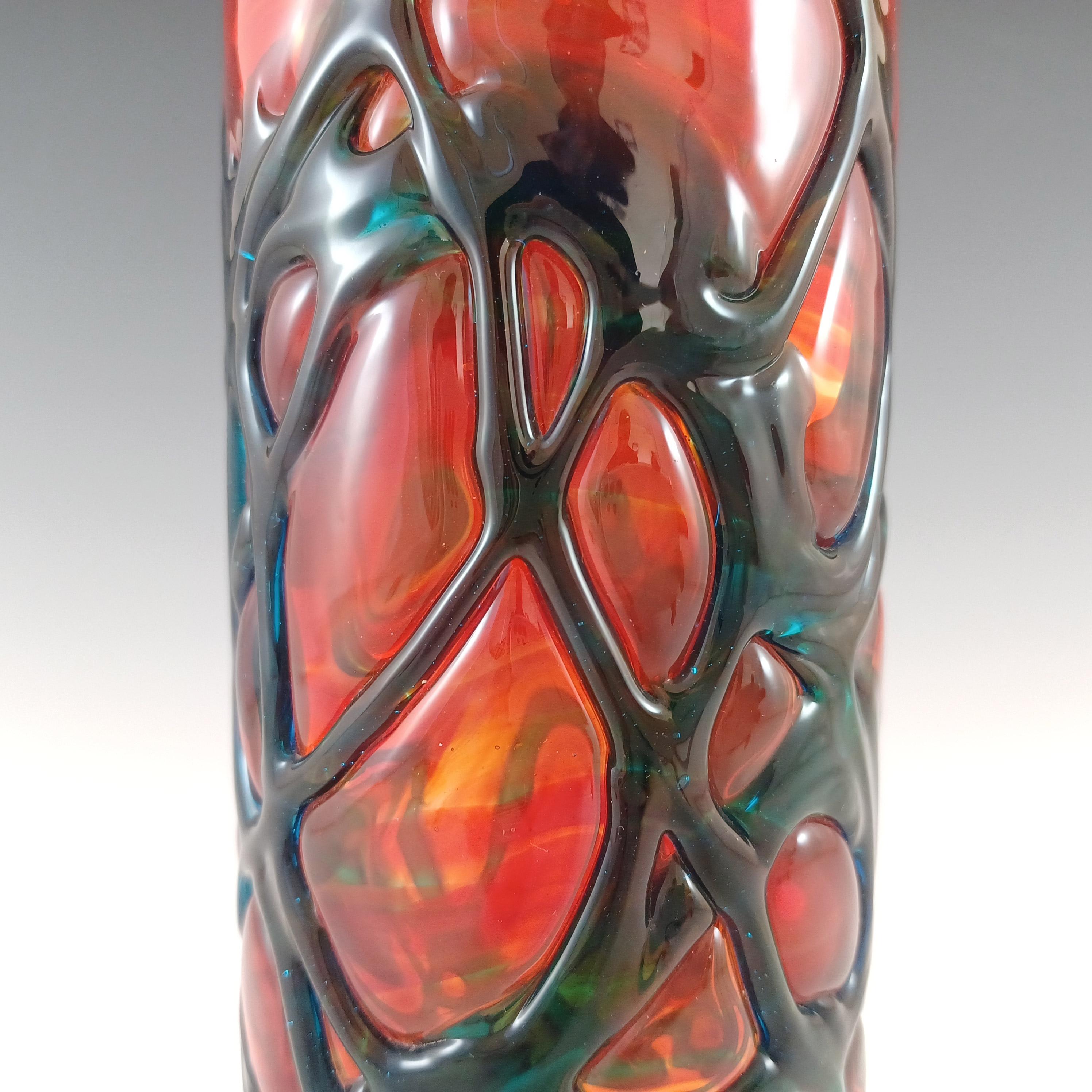 Vetro Vaso di vetro Mdina Random Strapped Maltese Red & Blue, FIRMATO in vendita