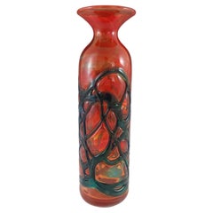Vase en verre rouge et bleu signé Mdina Glass
