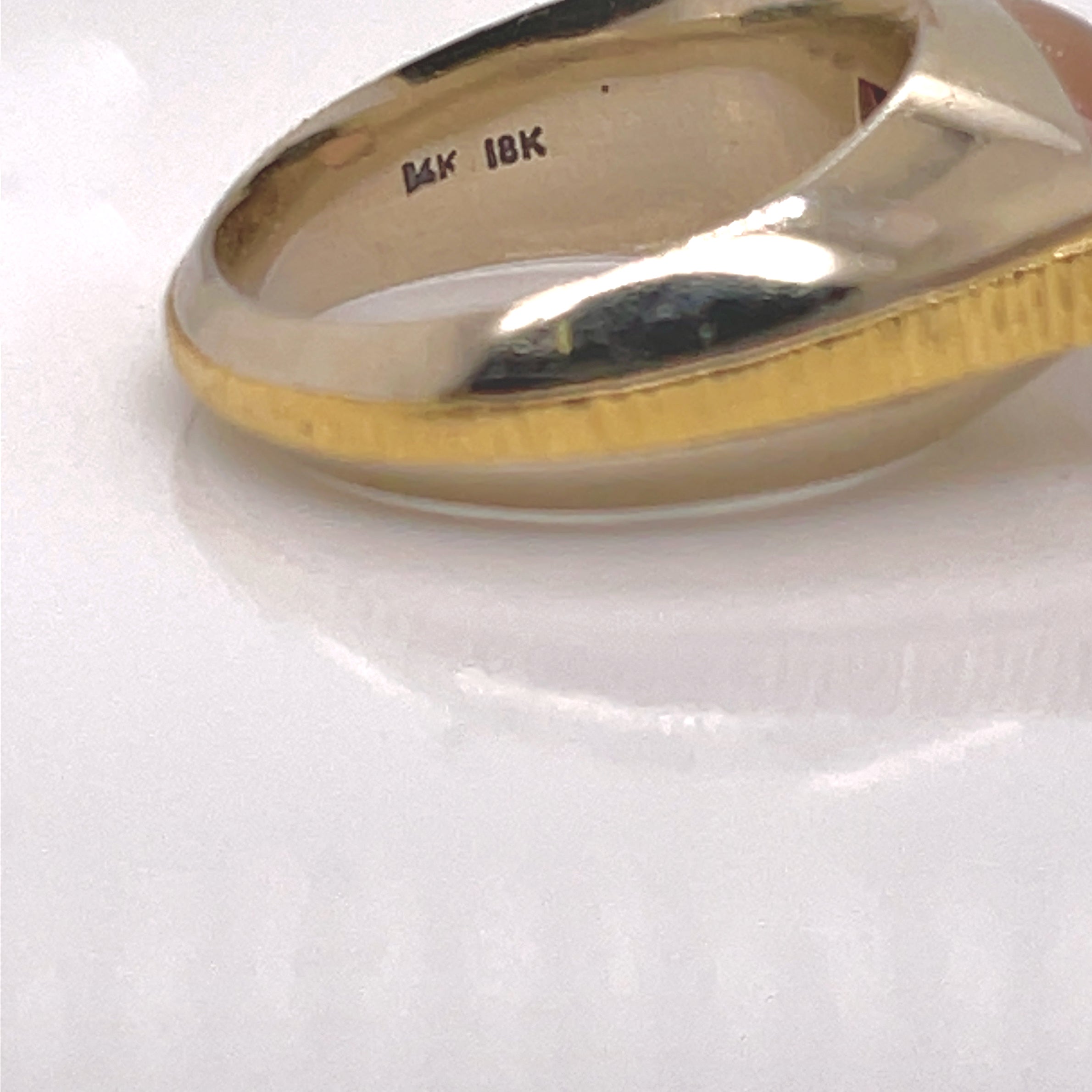 Signed Mettal Studios / Stefani & Co. Mixed Metals Gold & Pink Sapphire Ring 2