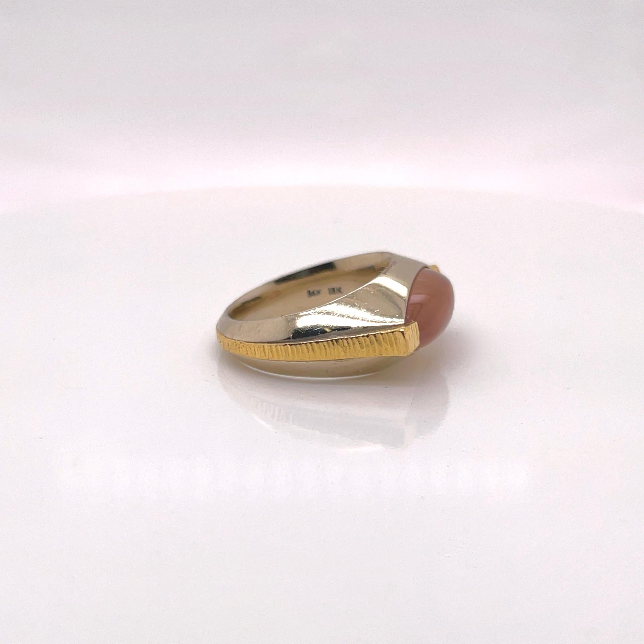 Cabochon Signed Mettal Studios / Stefani & Co. Mixed Metals Gold & Pink Sapphire Ring For Sale