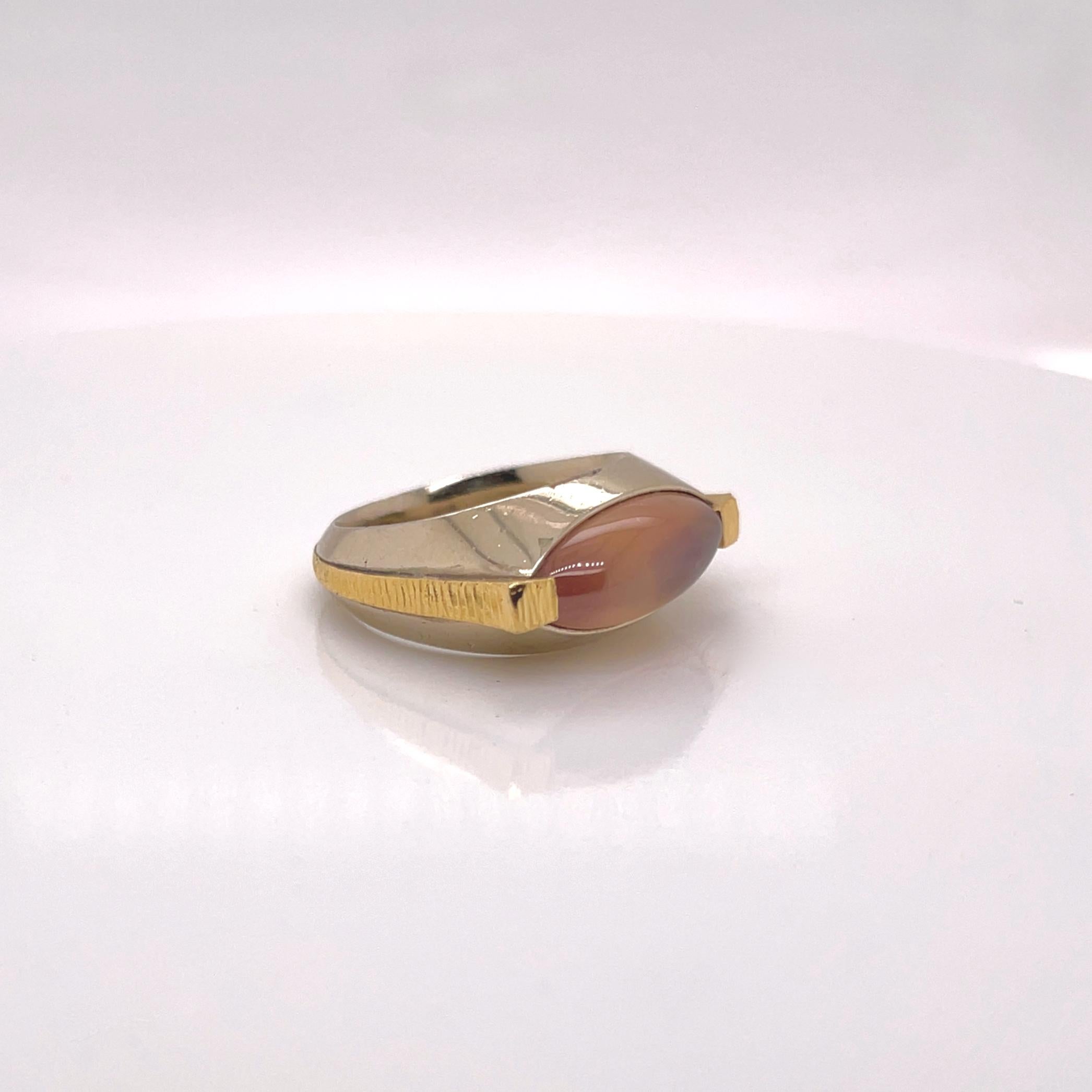 Signed Mettal Studios / Stefani & Co. Mixed Metals Gold & Pink Sapphire Ring In Good Condition For Sale In Philadelphia, PA