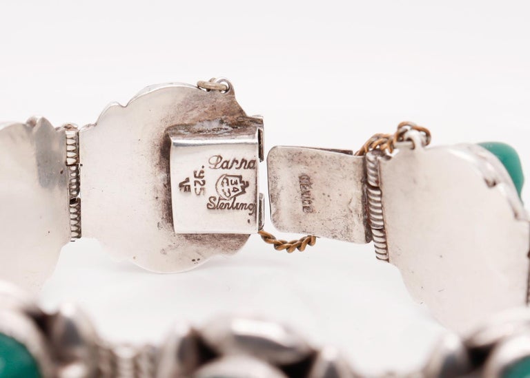 Bracelet Vintage Manchette En Argent 925 Taxco Mexico - Motifs Aztèques/mayas, Occasion, Pièce De Collection