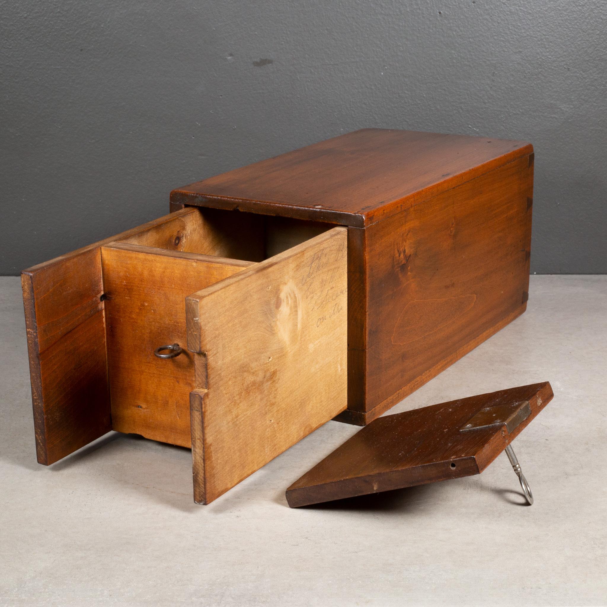 Signed Mid-19th c. Wooden Lock Box c.1863 4