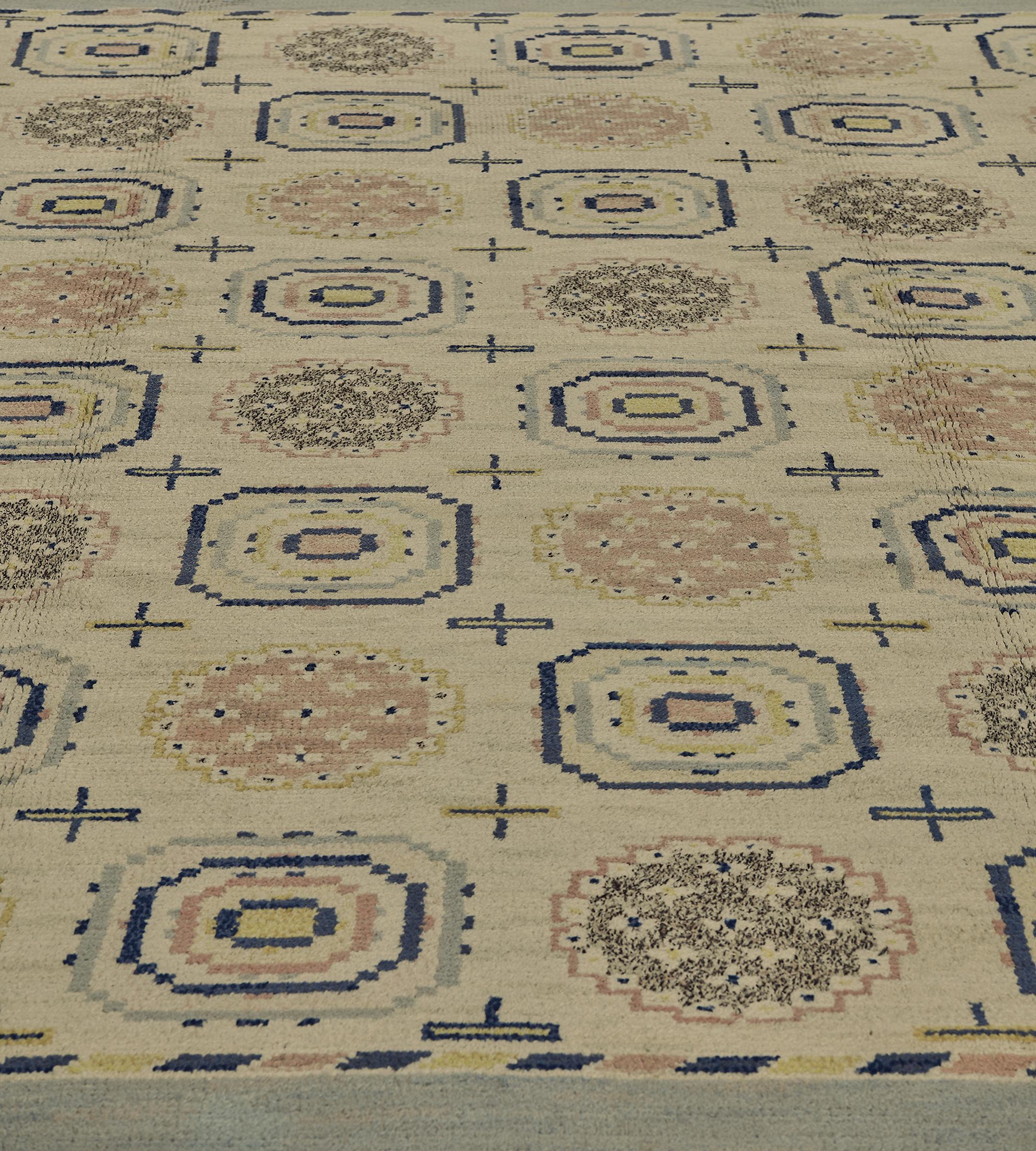 Alfombra decorativa Märta Måås-Fjetterström de mediados del siglo XX, firmada, procedente de Suecia Lana en venta